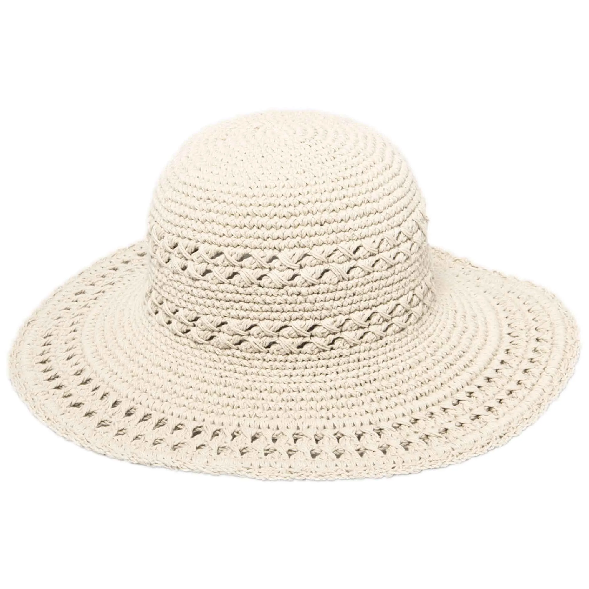 Women's Cotton Crochet Hat With A Large Brim sold by San Diego Hat Company