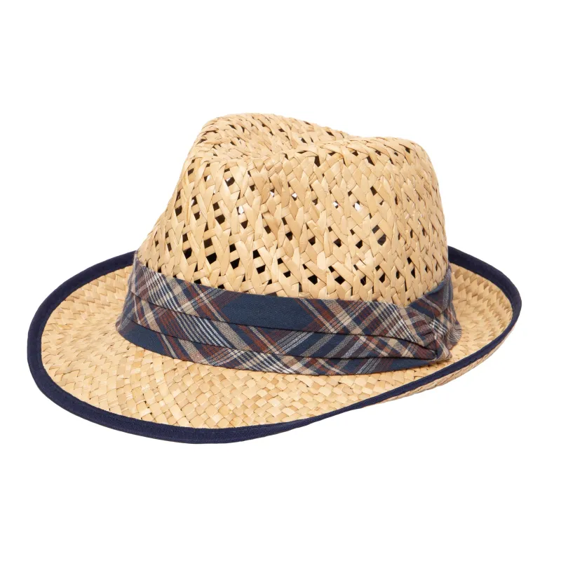 Men's Open Weave Crown Rush Straw Fedora sold by San Diego Hat Company
