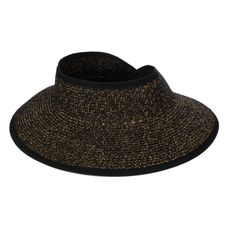 Shimmer - Ultrabraid Mini Roll Up Visor W/ Gold Lurex sold by San Diego Hat Company