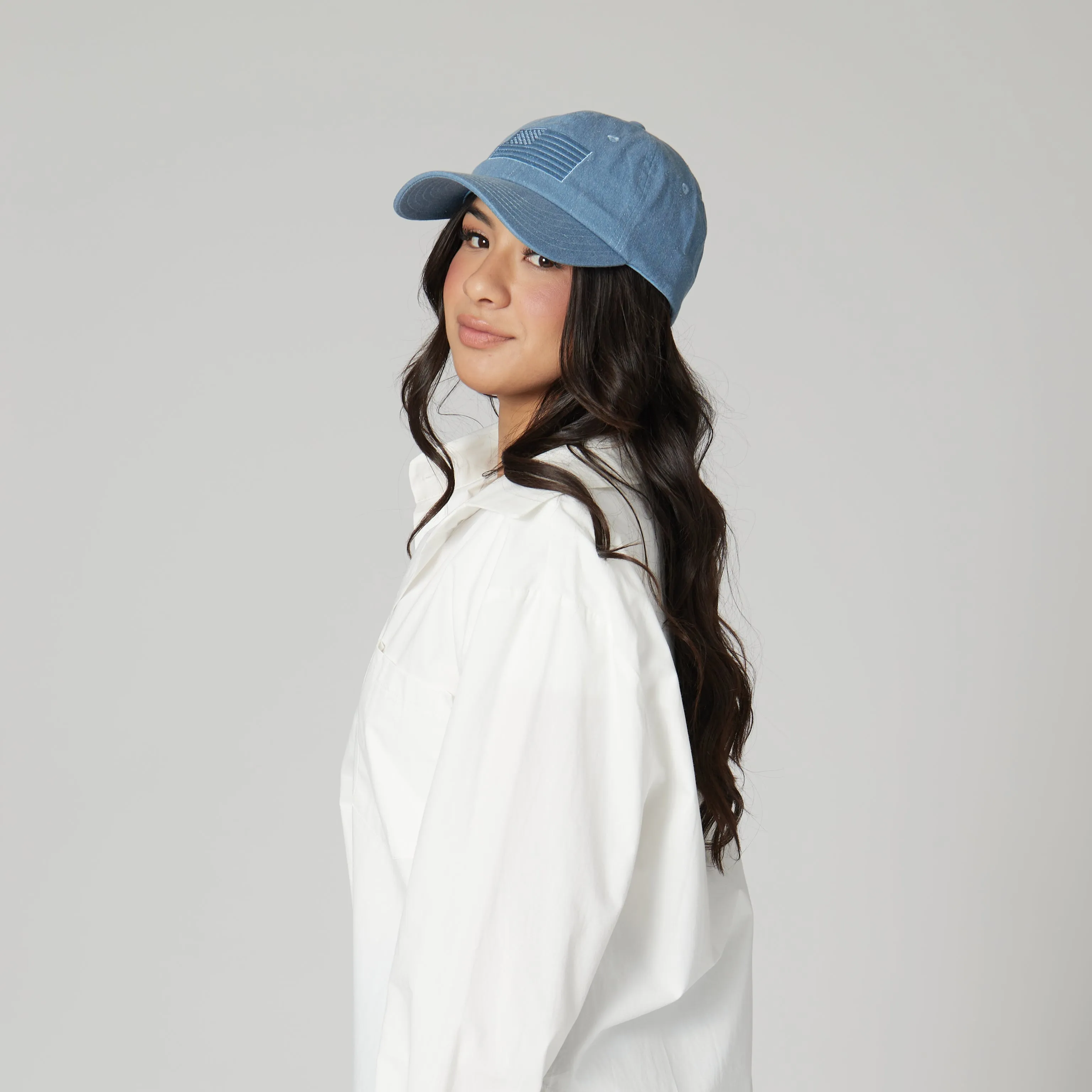 American Flag Washed Denim Cap sold by San Diego Hat Company product image thumbnail 3