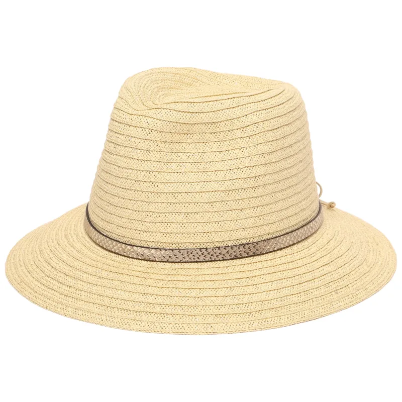 Women's Paperbraid Fedora With Debossed Metallic Snake Band sold by San Diego Hat Company