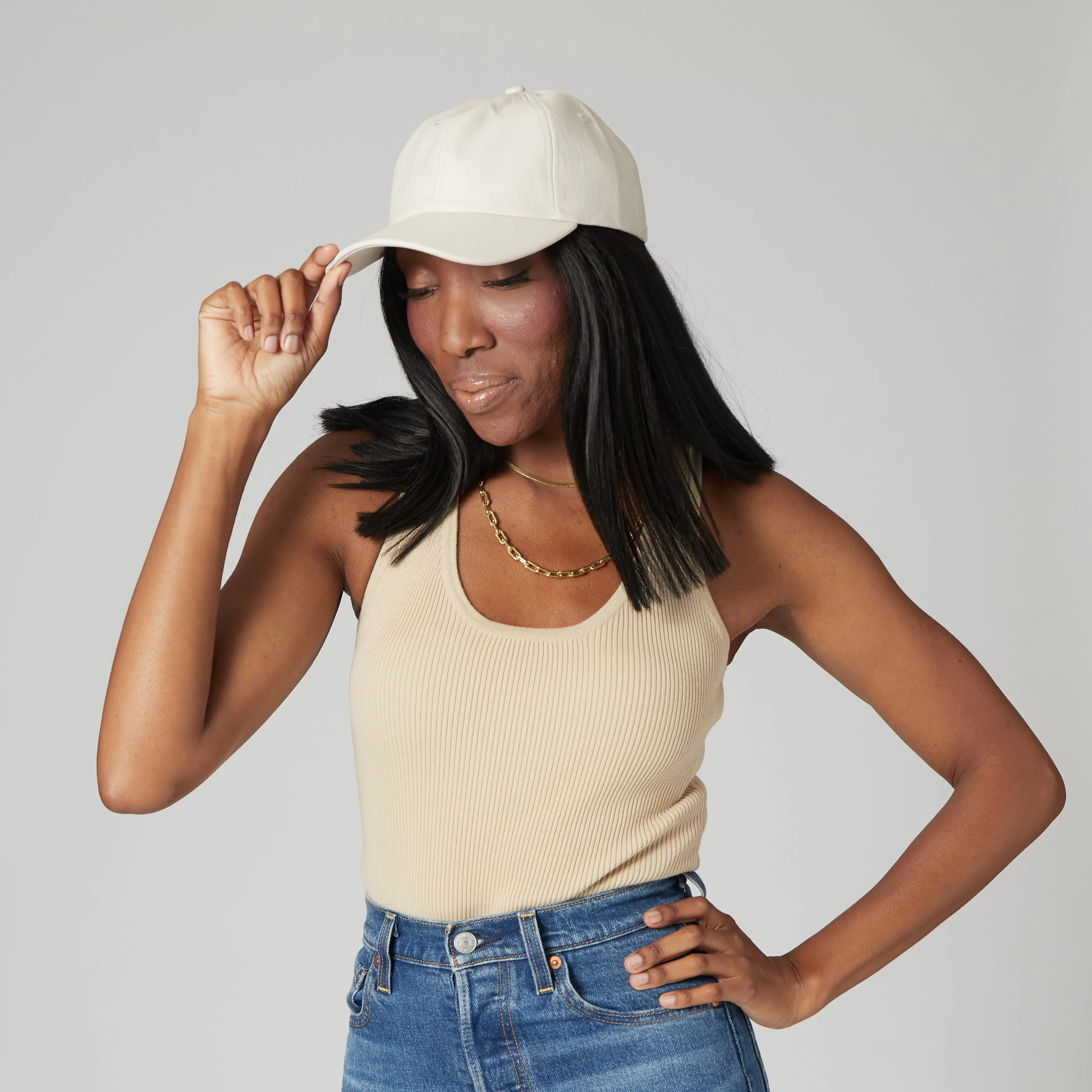 Women's Faux Leather Ball Cap w/ Elastic sold by San Diego Hat Company product image thumbnail 2