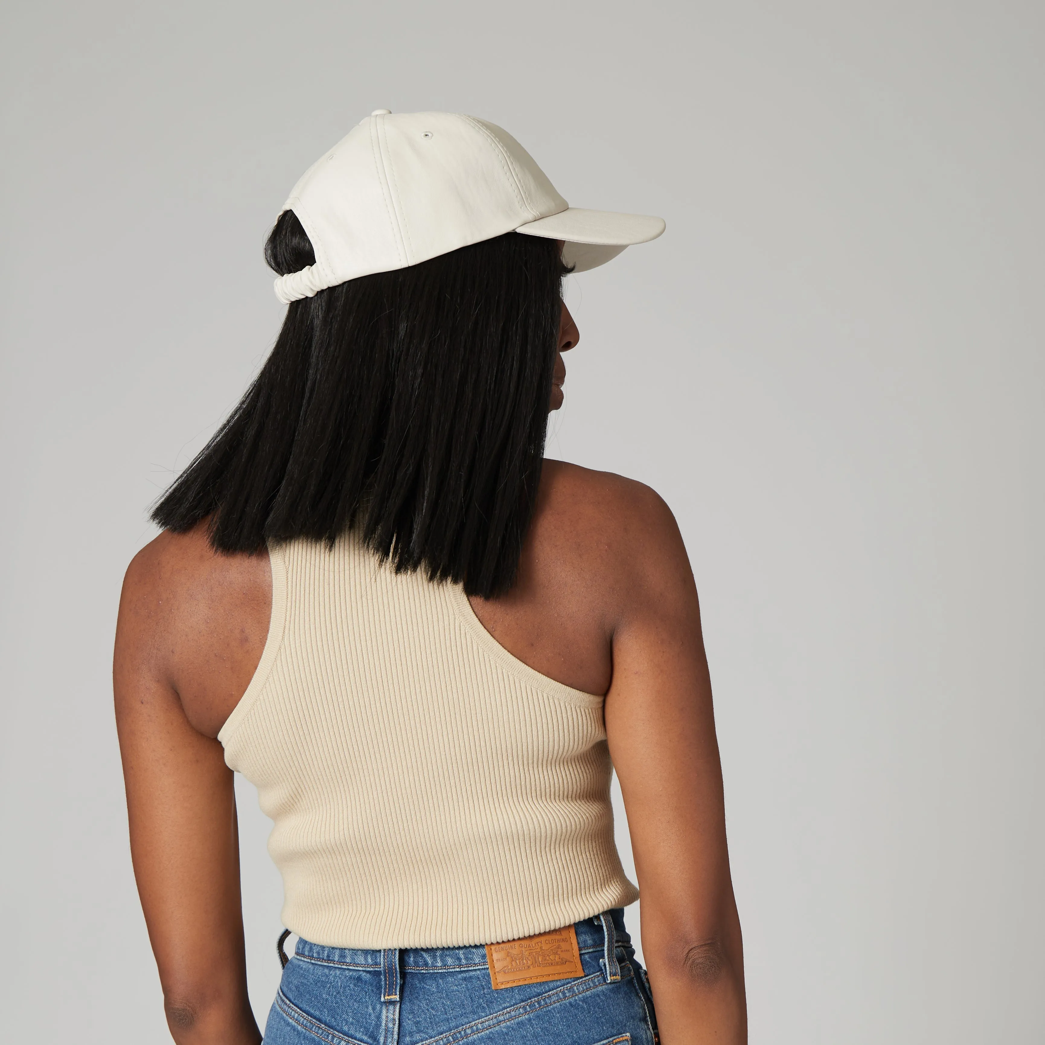 Women's Faux Leather Ball Cap w/ Elastic sold by San Diego Hat Company product image thumbnail 4