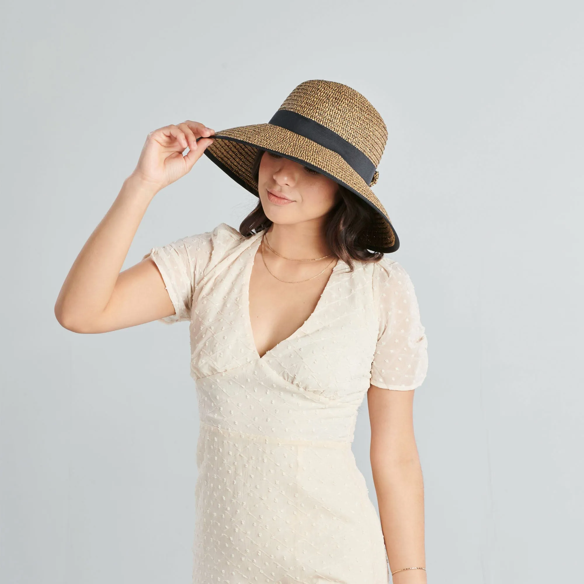 Women's Contrasting Edged Sun Brim Hat with Back Bow sold by San Diego Hat Company product image thumbnail 3
