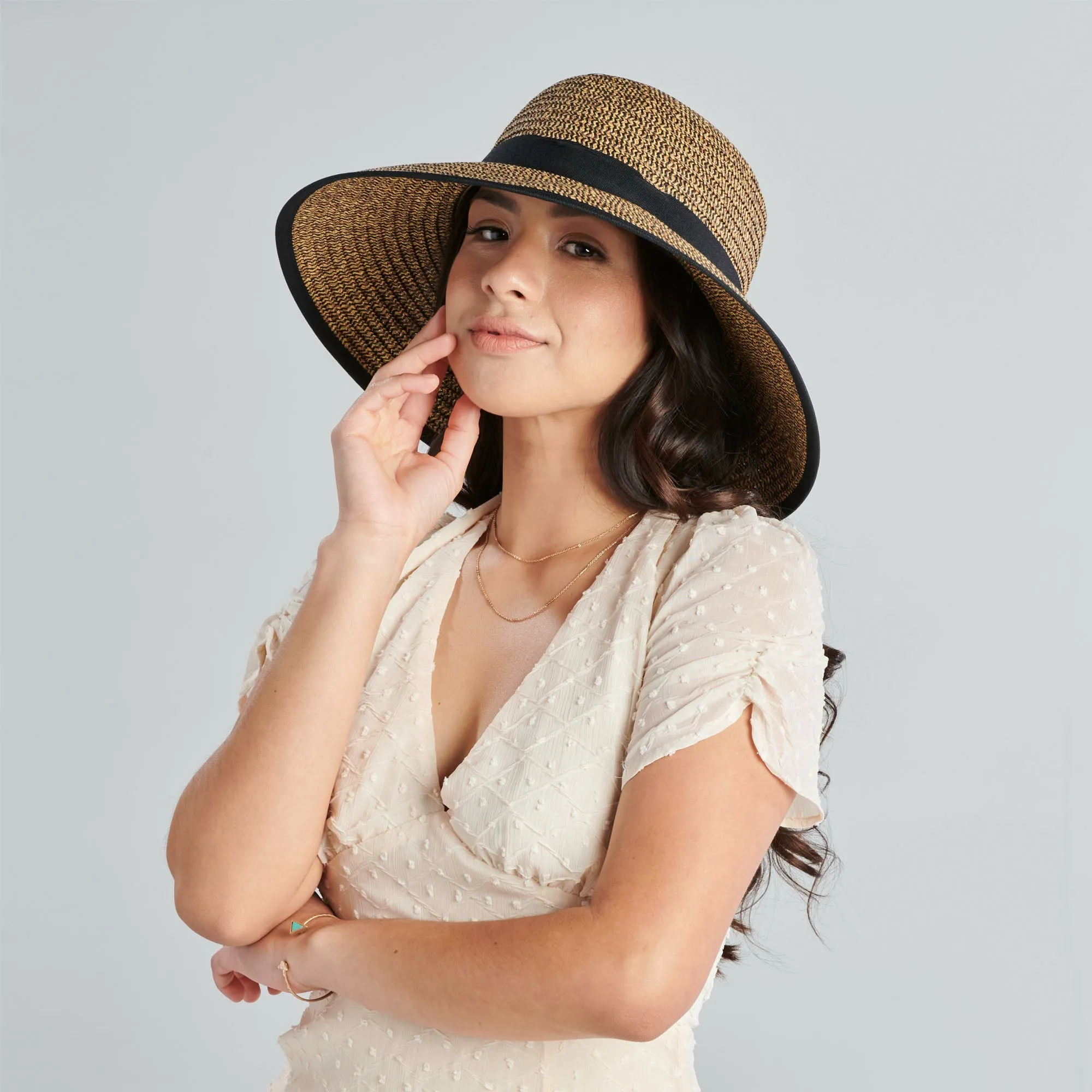 Women's Contrasting Edged Sun Brim Hat with Back Bow sold by San Diego Hat Company product image thumbnail 2