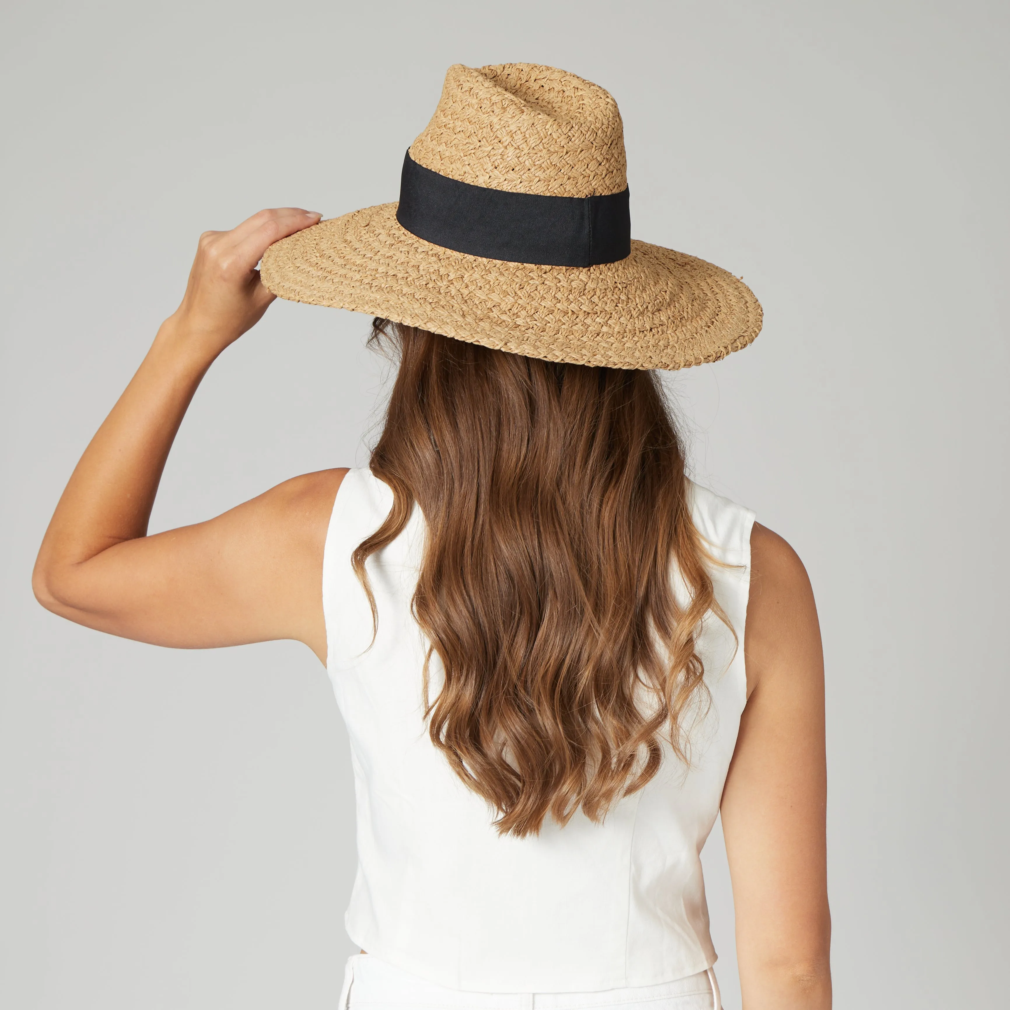Women's Woven Paper Wide Brim Fedora With Grosgrain sold by San Diego Hat Company product image thumbnail 4