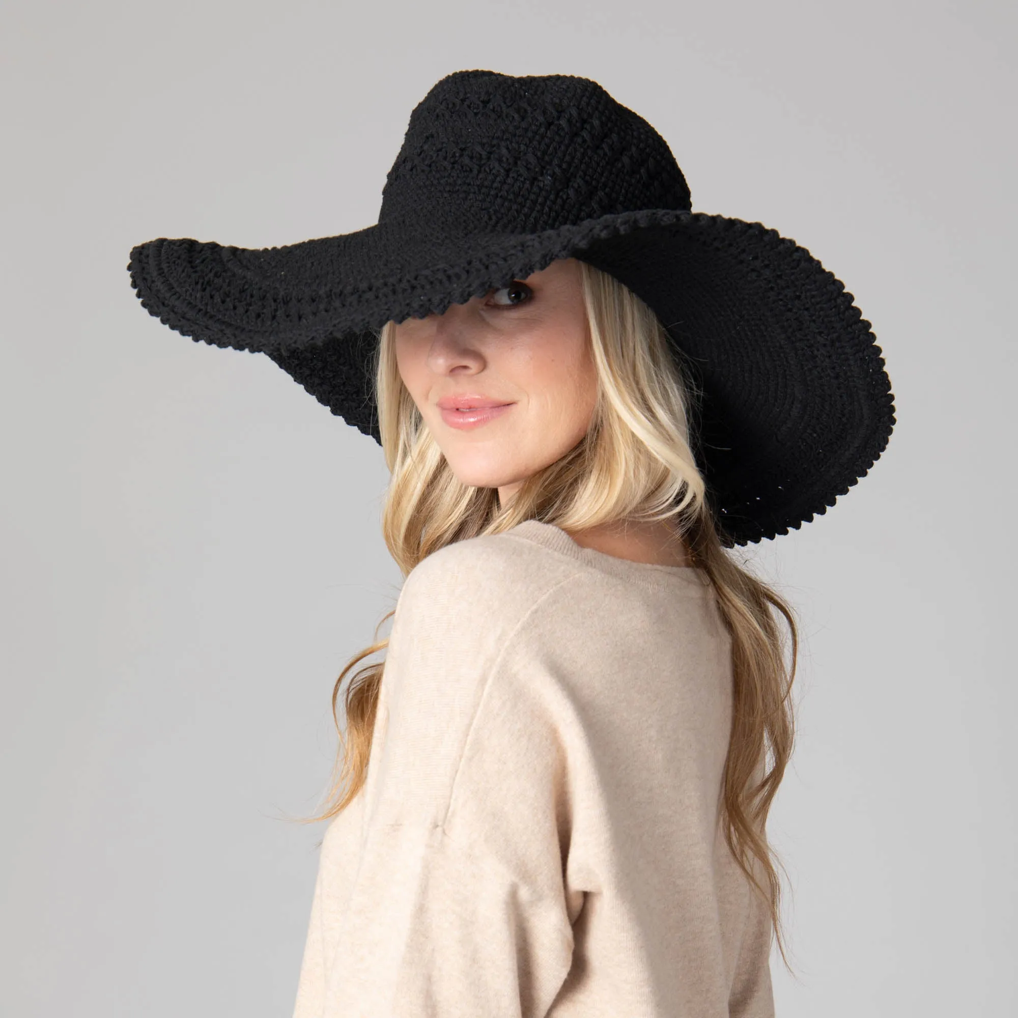 Women's Oversized Brim Crochet w/ Scalloped Edge sold by San Diego Hat Company product image thumbnail 4