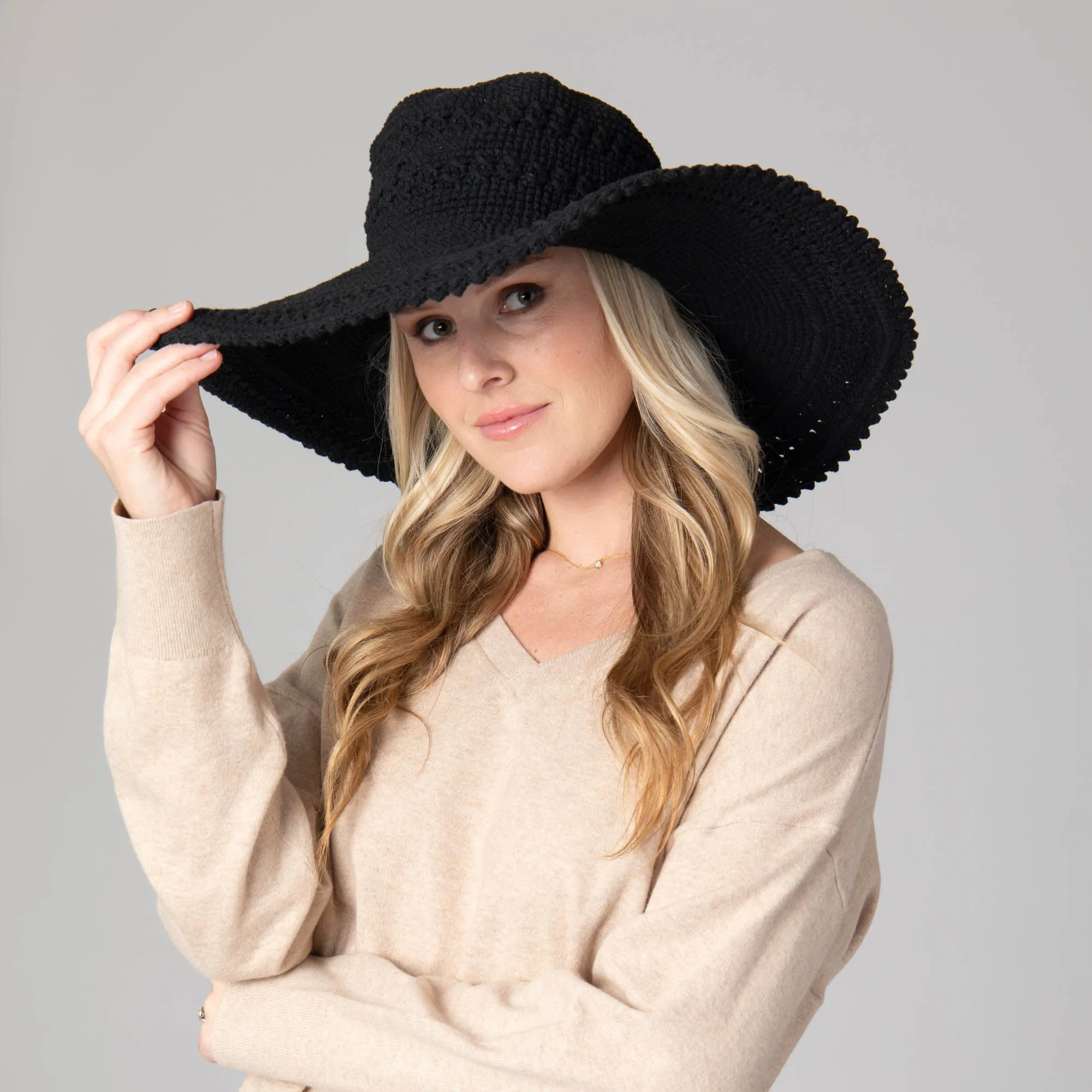 Women's Oversized Brim Crochet w/ Scalloped Edge sold by San Diego Hat Company product image thumbnail 3