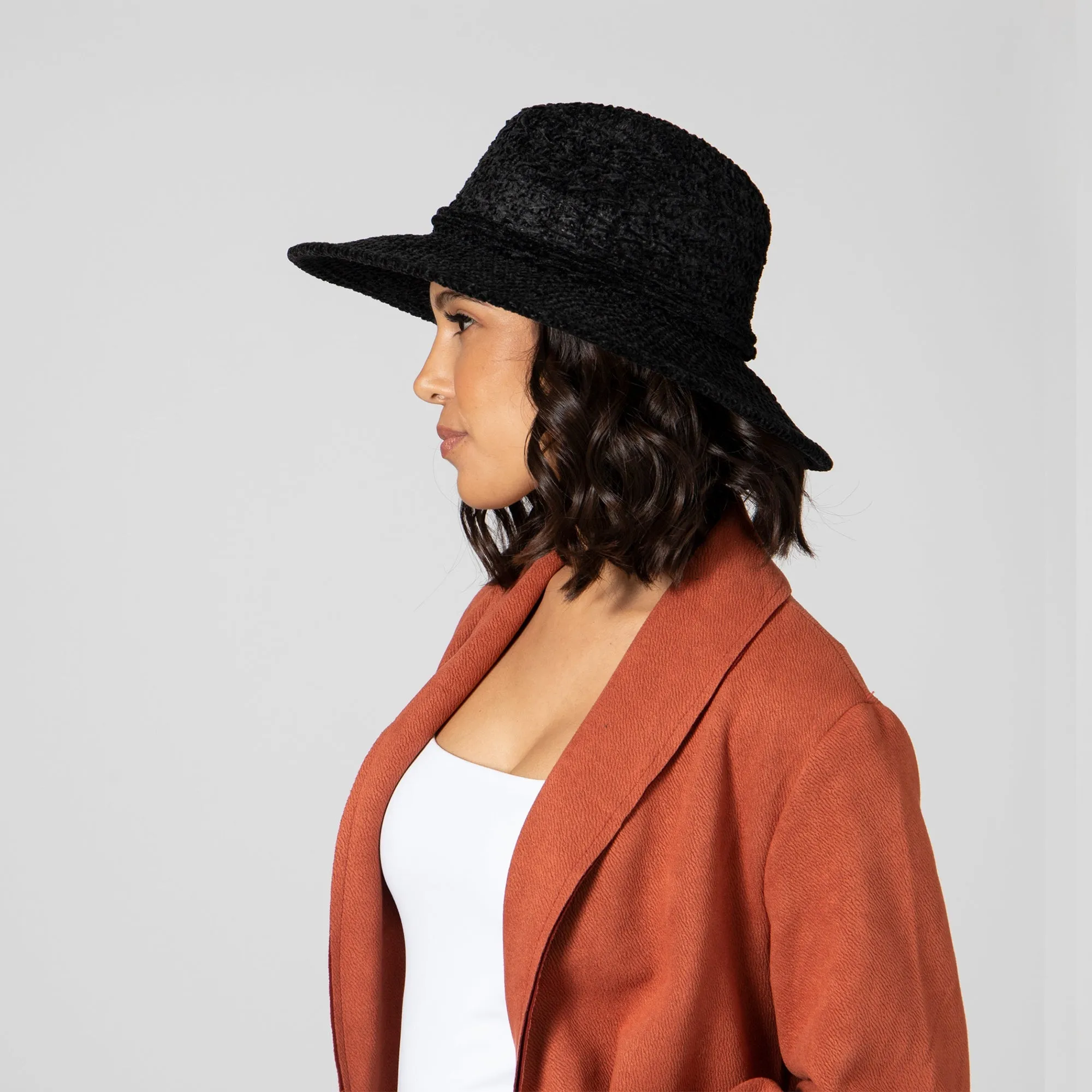 Women's Chenille Knit Wide Brim Fedora sold by San Diego Hat Company product image thumbnail 3