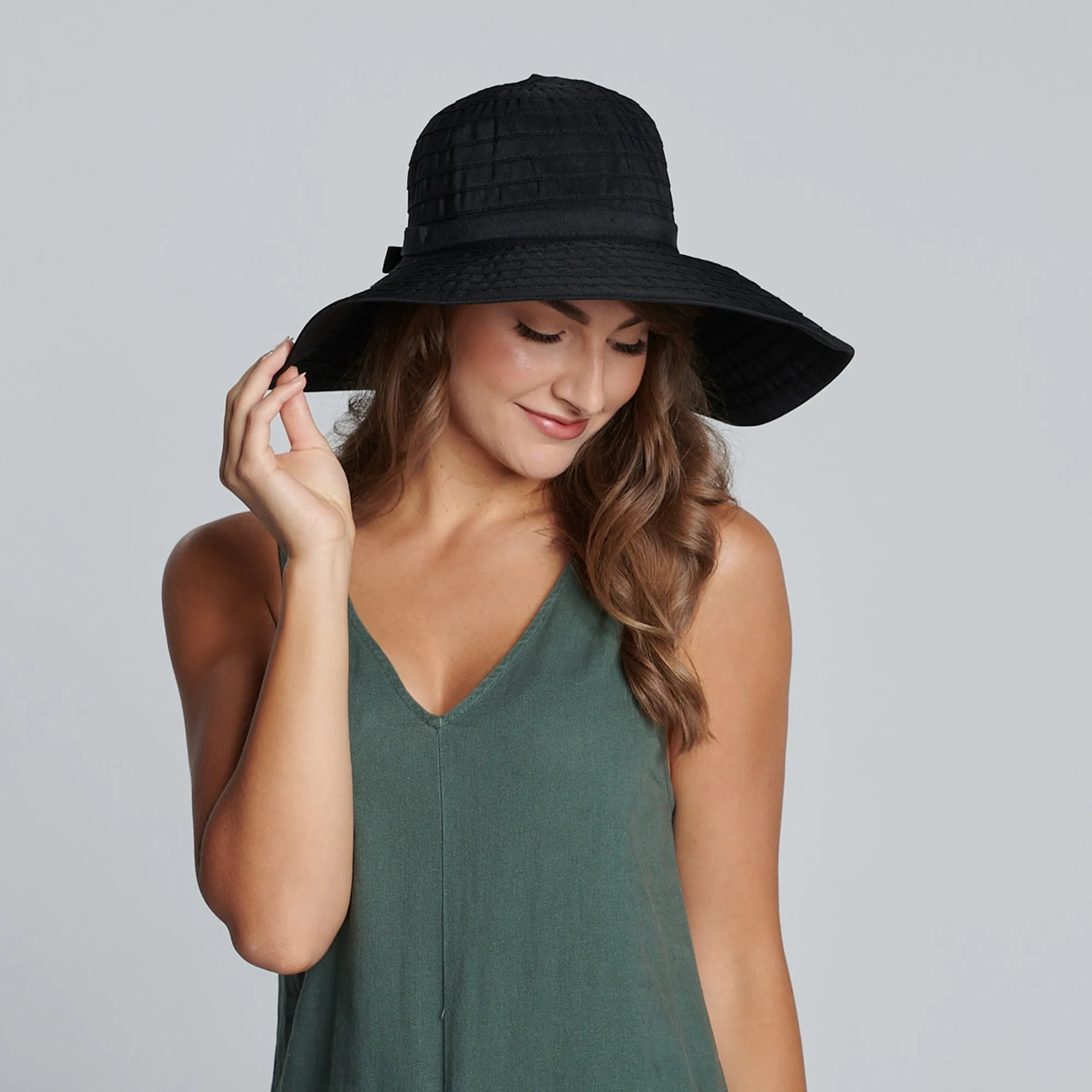 Women's Large Brim Ribbon Hat with a Bow sold by San Diego Hat Company product image thumbnail 4