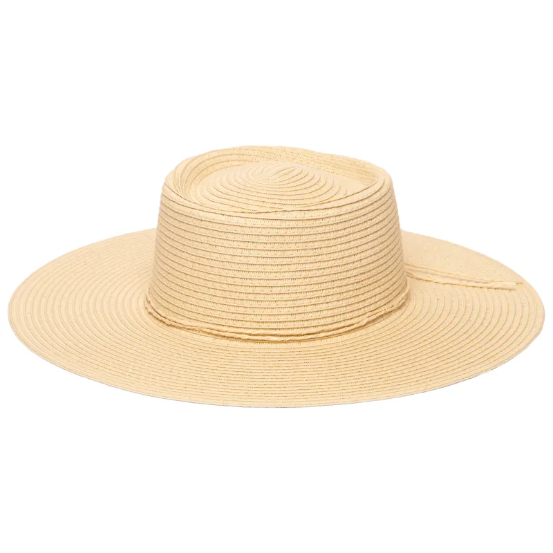Women's large brim oval crown boater sold by San Diego Hat Company