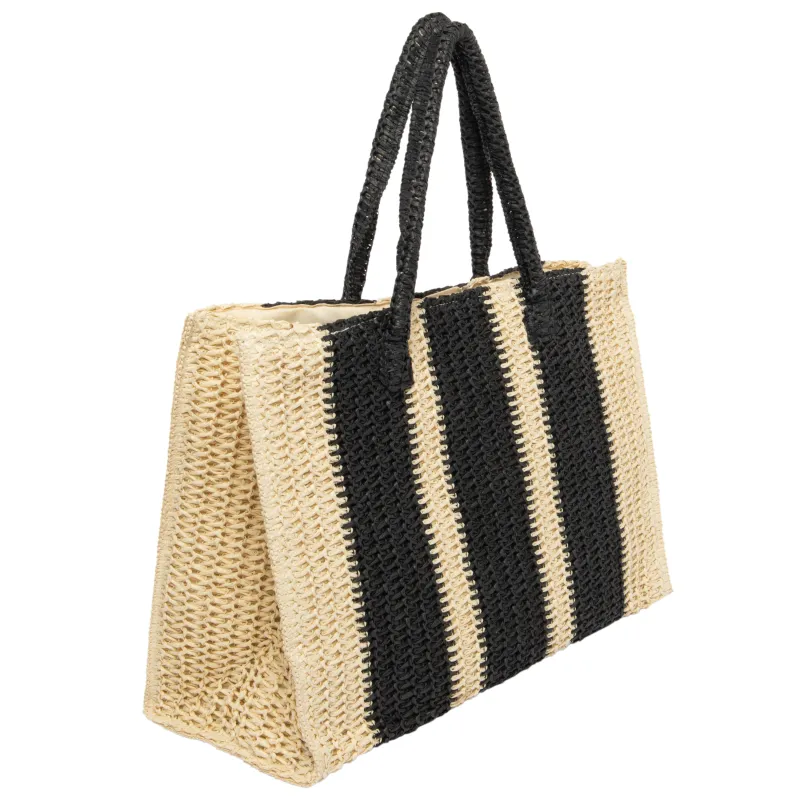 Mercado - Striped Crochet Tote with Matching Pouch made by San Diego Hat Company