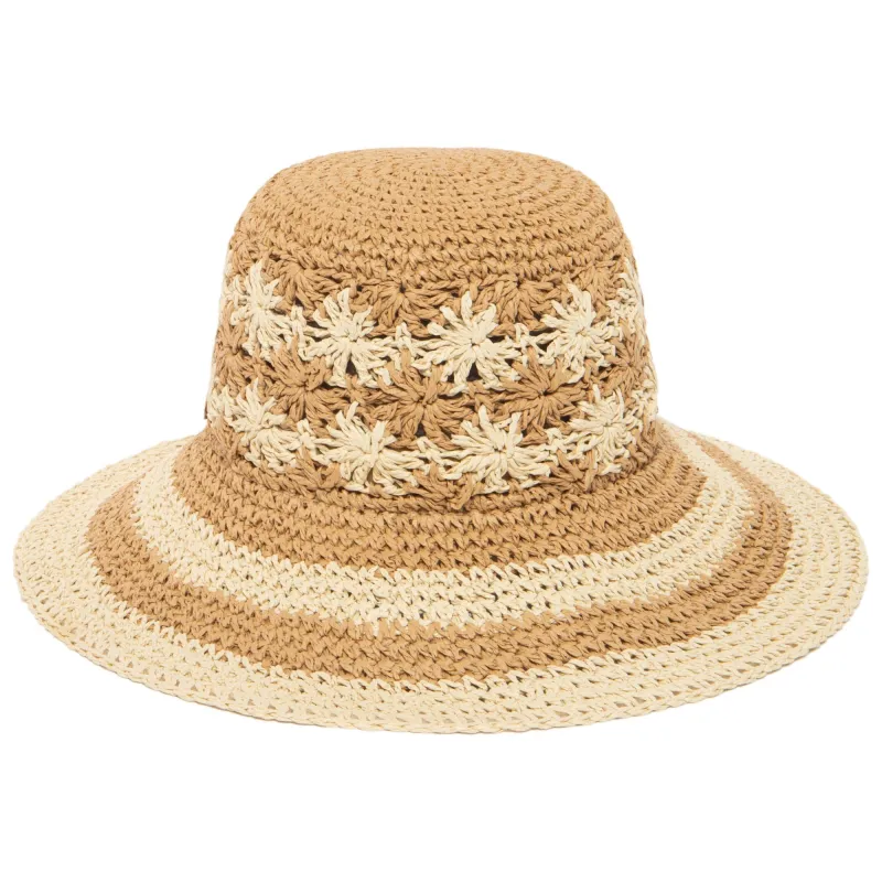 Women's Striped & Floral Crochet Bucket Hat sold by San Diego Hat Company
