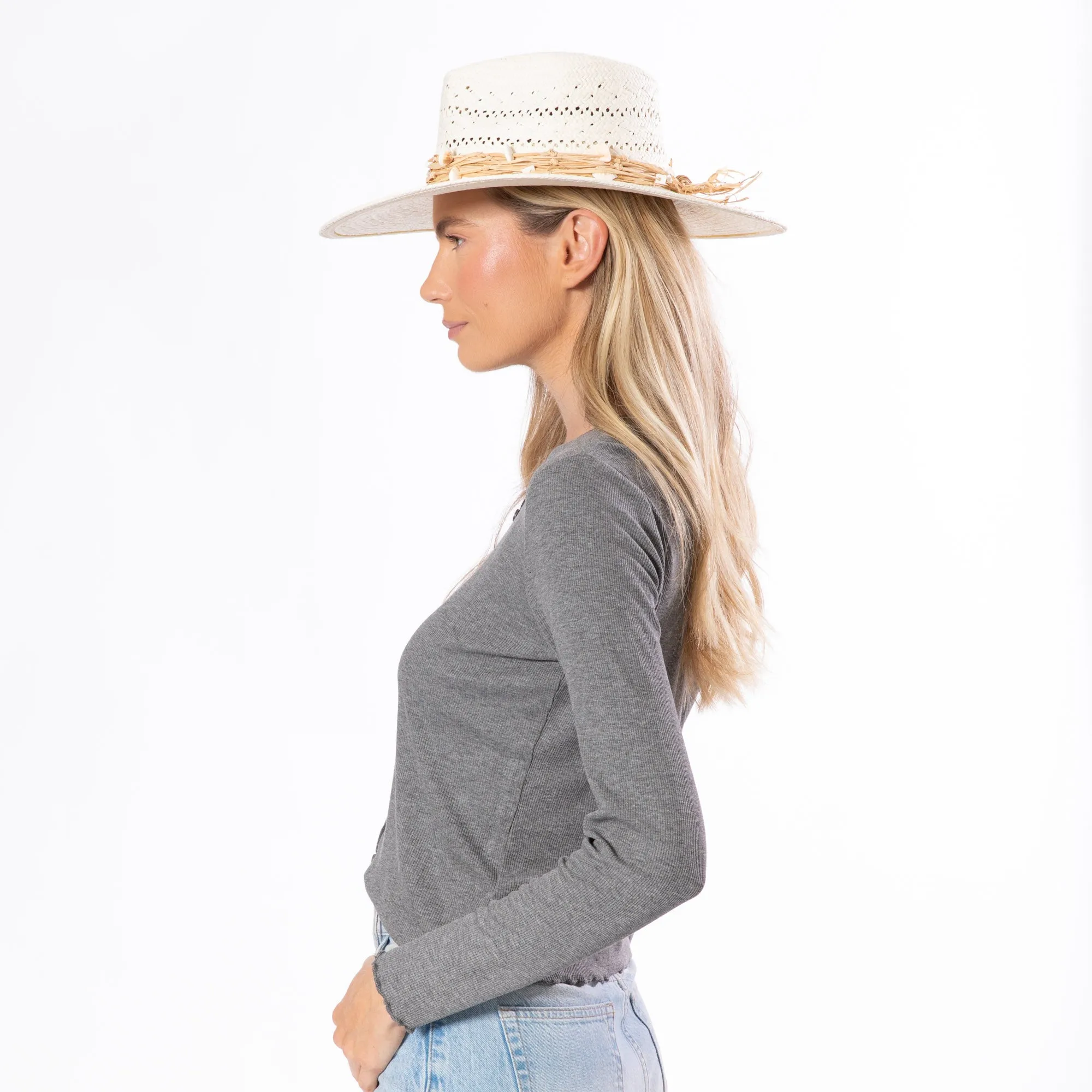 Melody - Vented Fedora with Raffia Trim sold by San Diego Hat Company product image thumbnail 4