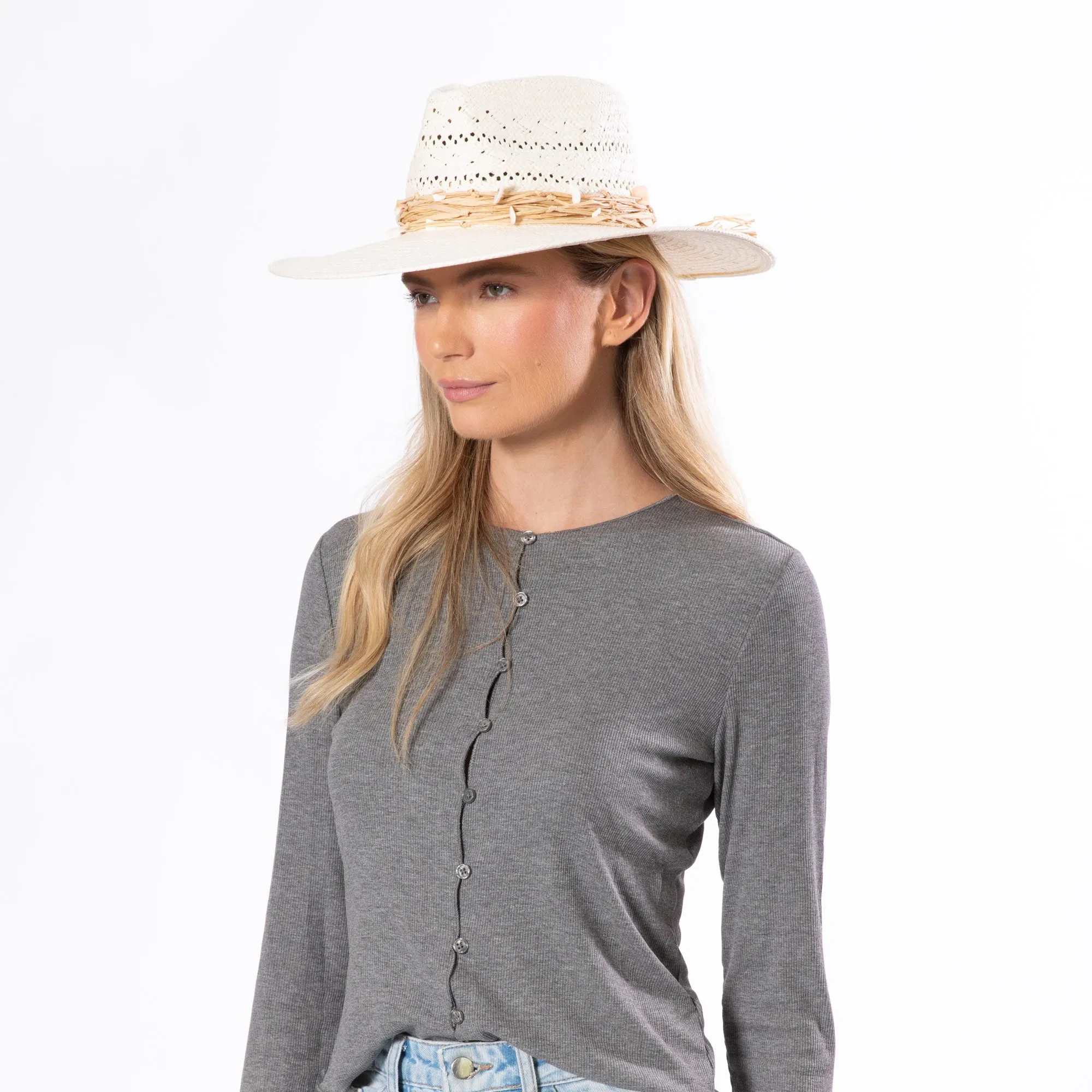Melody - Vented Fedora with Raffia Trim sold by San Diego Hat Company product image thumbnail 3