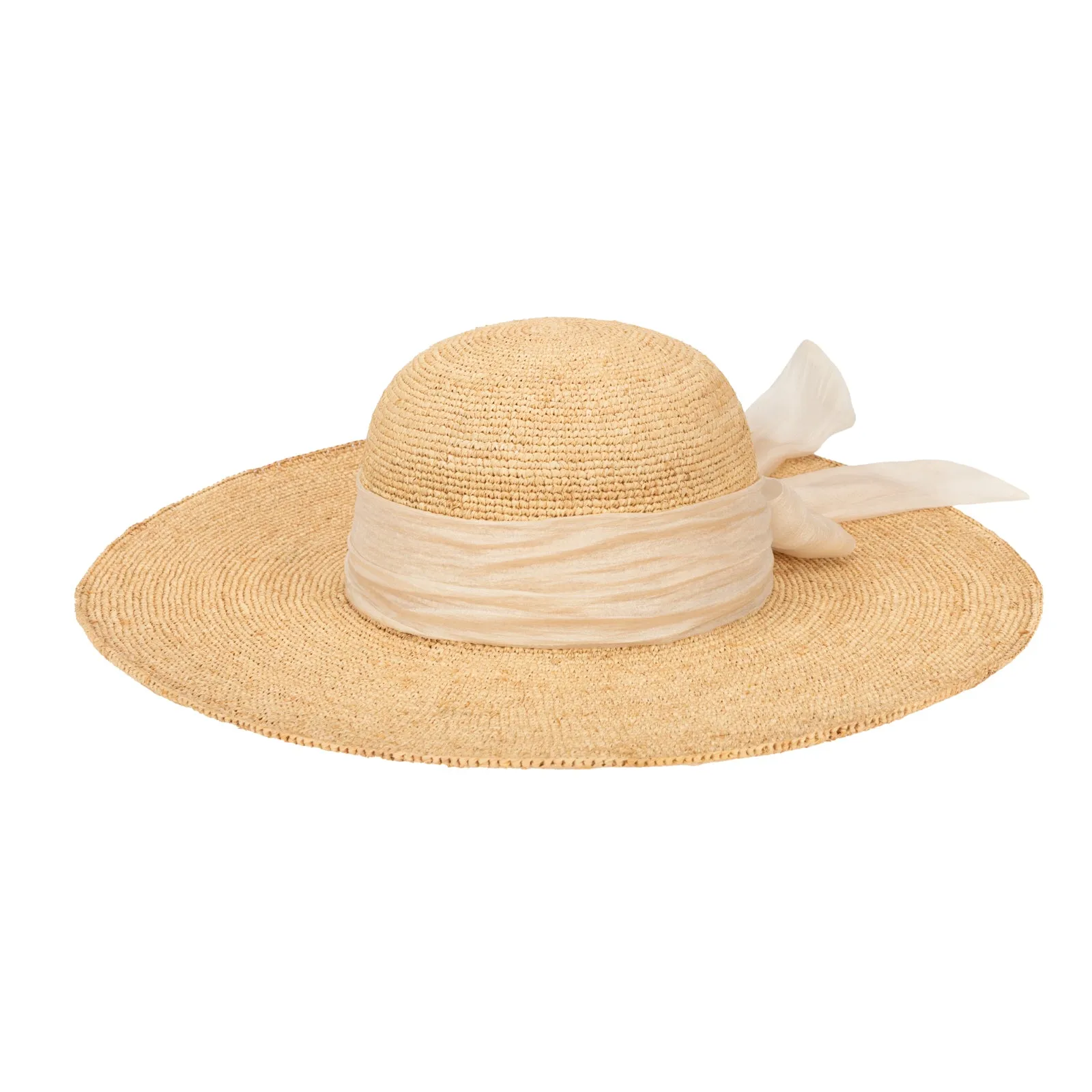 The Lily - Fine Raffia Straw Round Crown sold by San Diego Hat Company