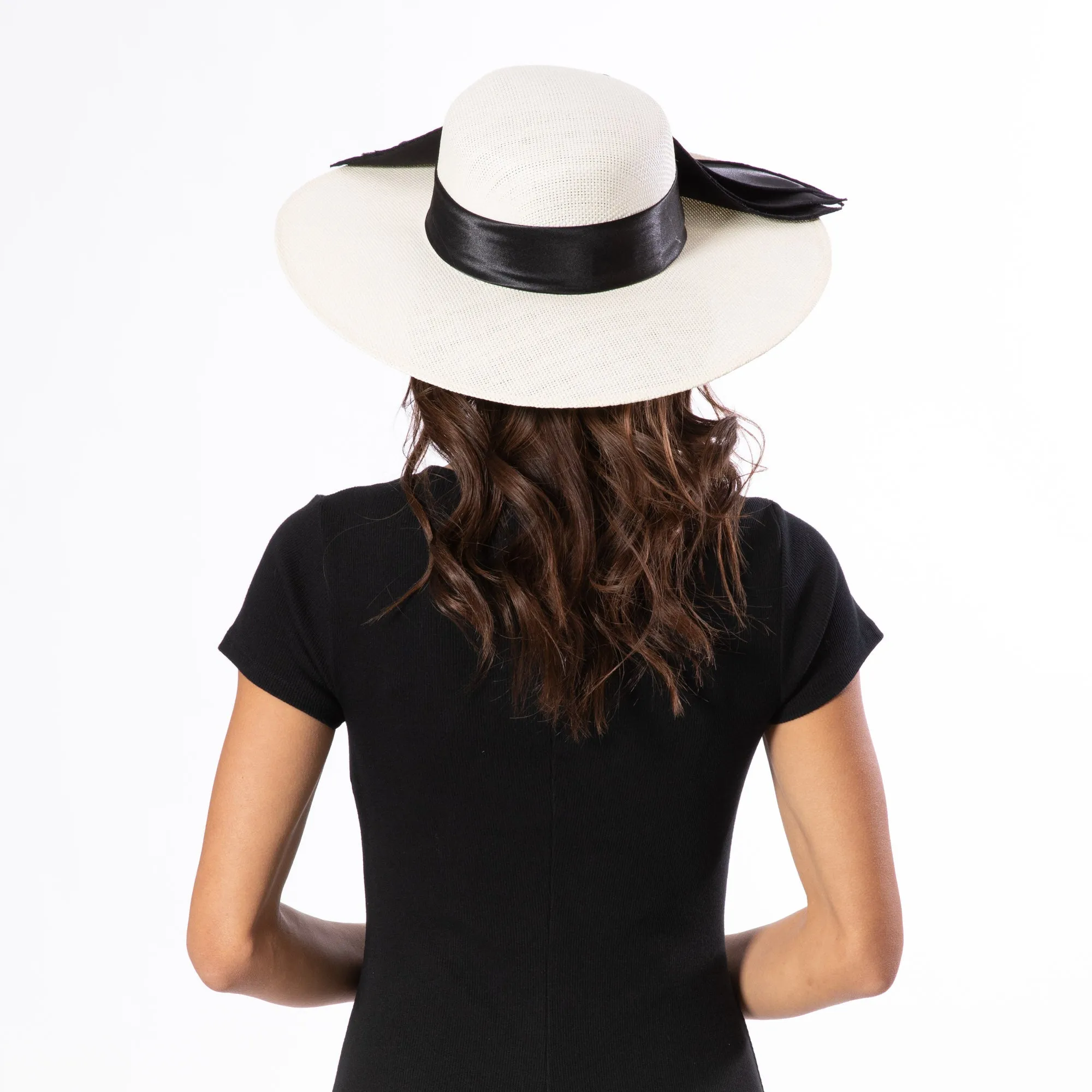 Woven Paper Round Crown With Exaggerated Satin Bow sold by San Diego Hat Company product image thumbnail 5