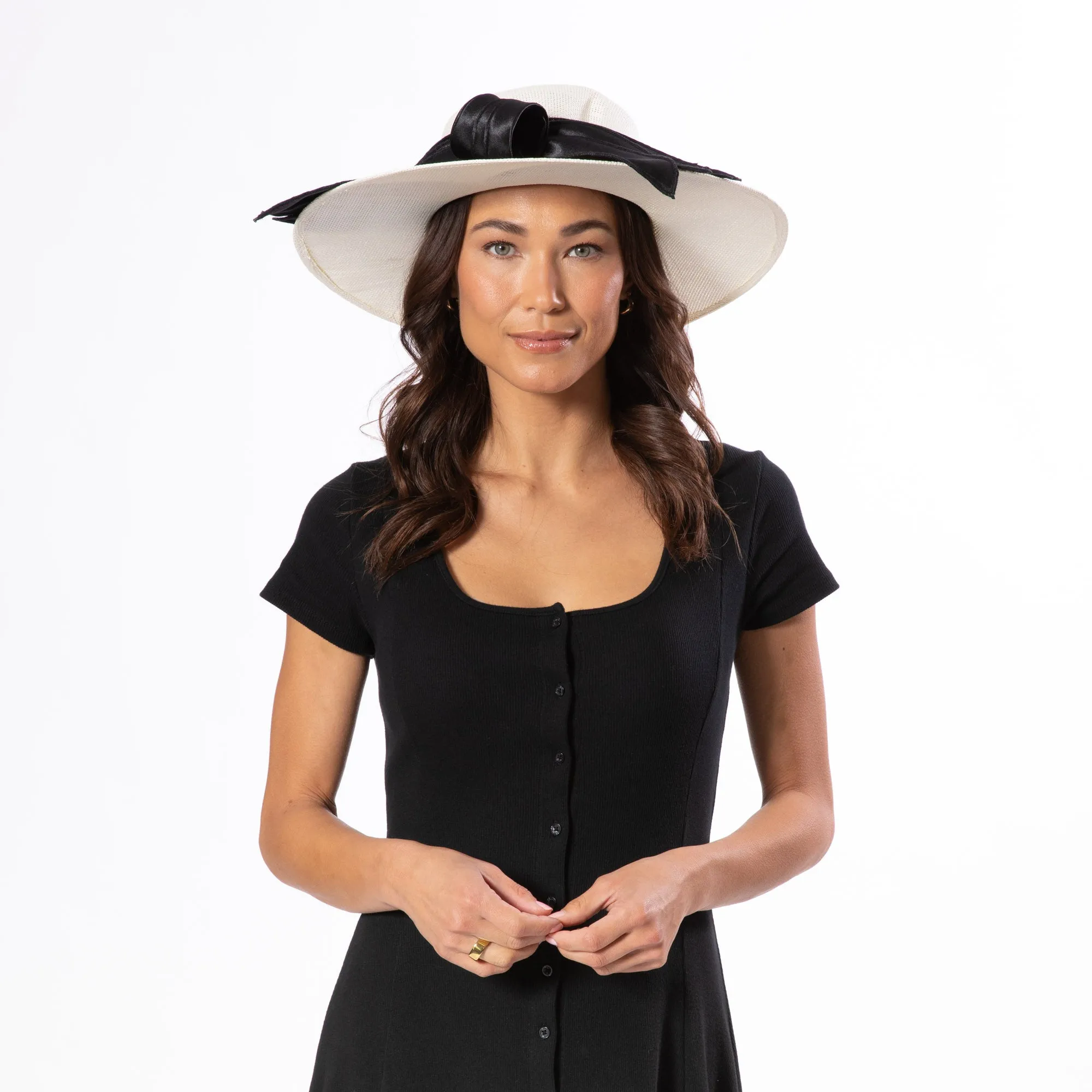 Woven Paper Round Crown With Exaggerated Satin Bow sold by San Diego Hat Company product image thumbnail 2