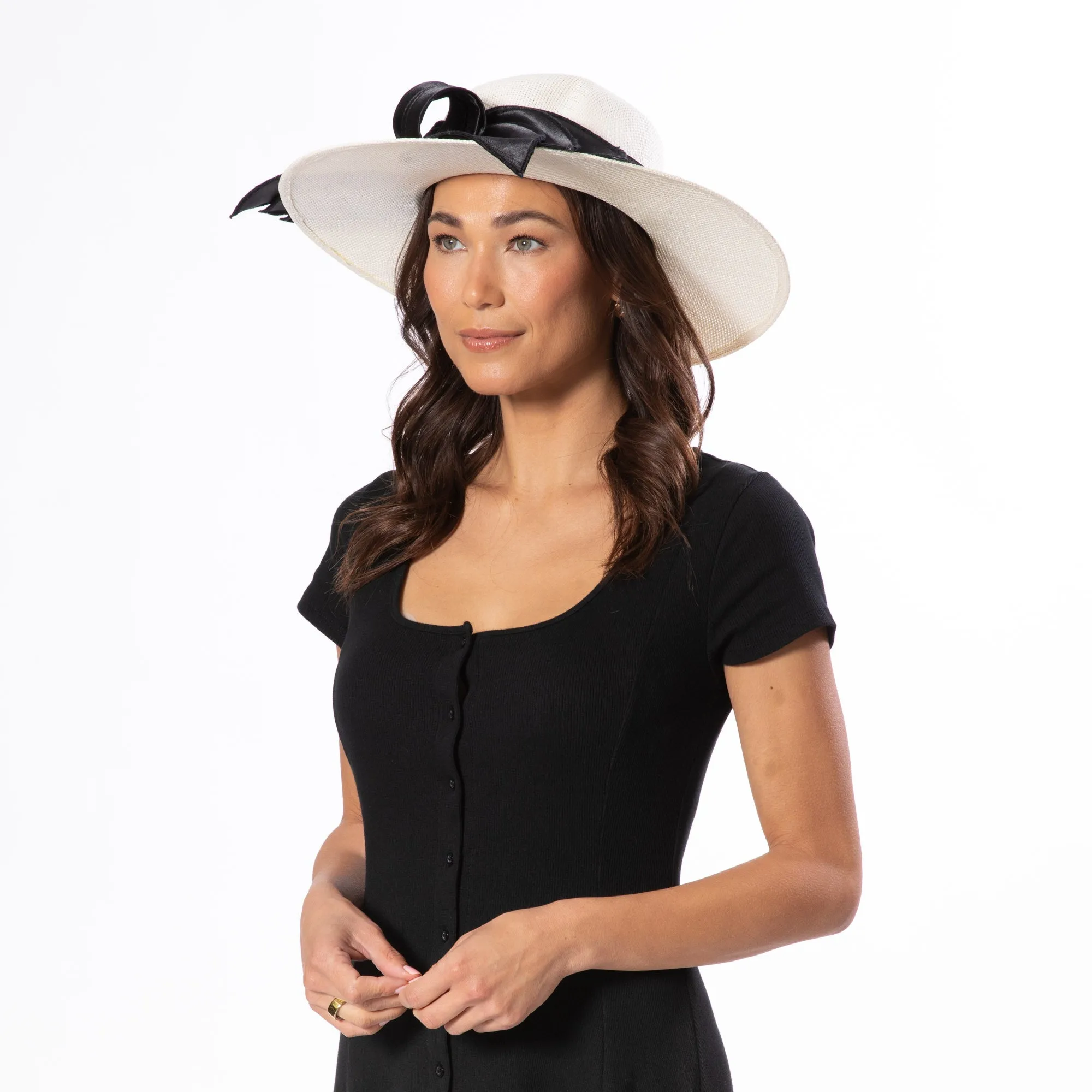 Woven Paper Round Crown With Exaggerated Satin Bow sold by San Diego Hat Company product image thumbnail 3