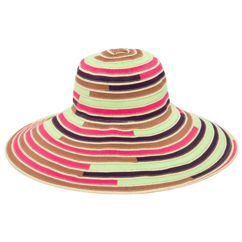 Women's Multi Colored Wide Brim Sun Hat made by San Diego Hat Company