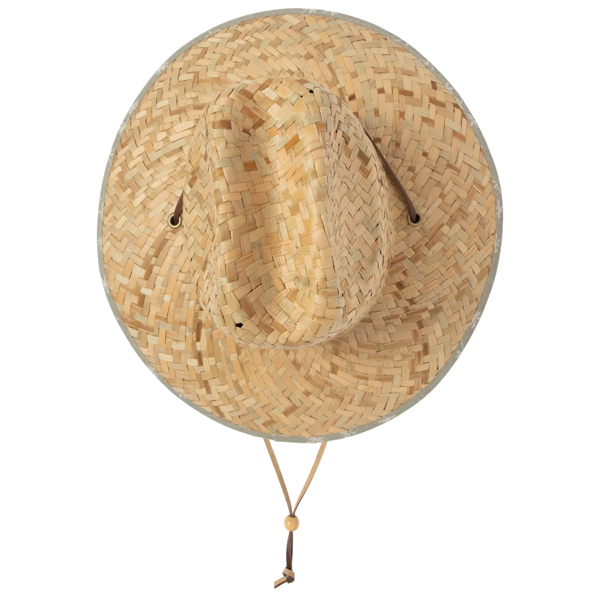 Mens Straw Lifeguard with Patch and Palm Tree Under-brim Print sold by San Diego Hat Company product image thumbnail 4