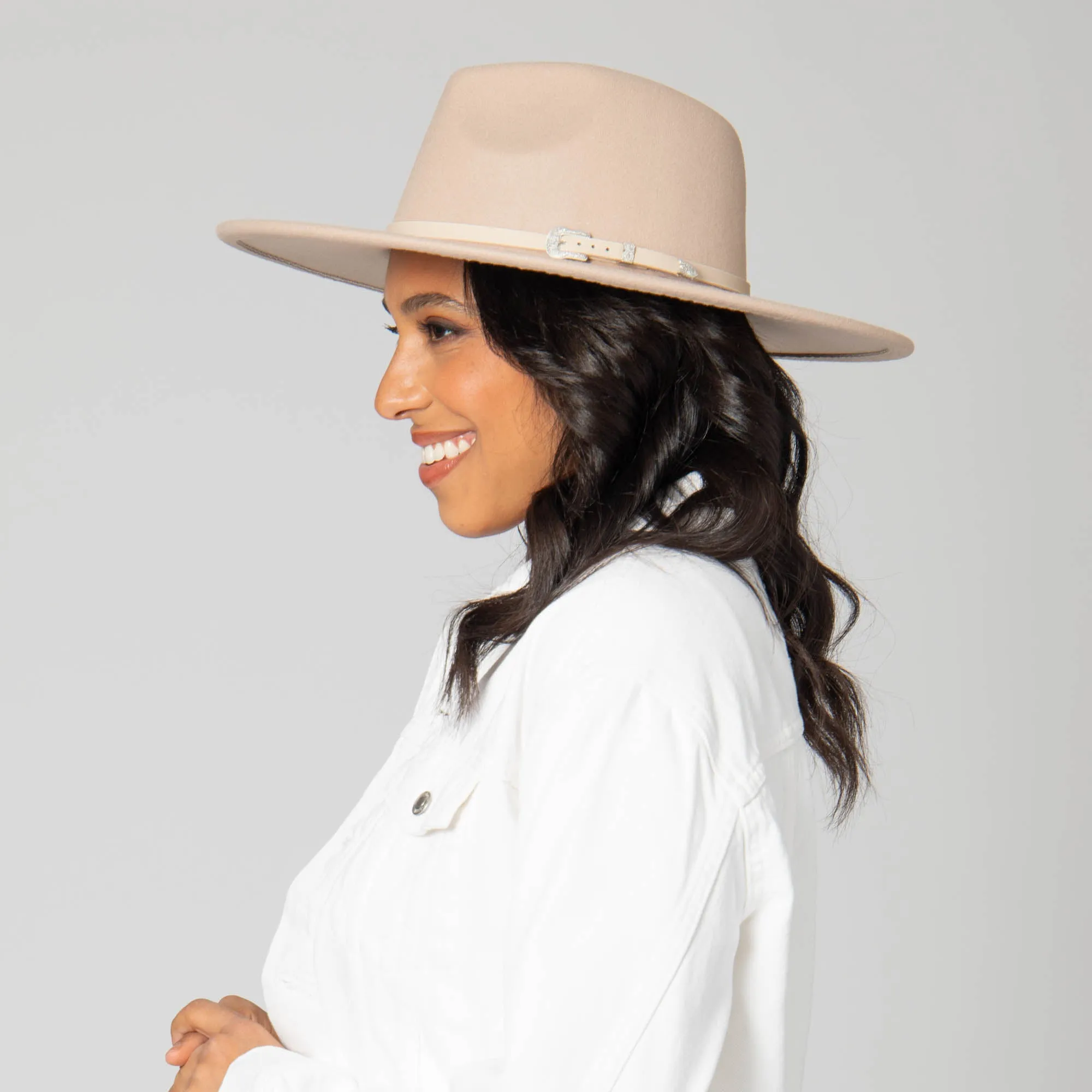 Beverly - Pinch Crown Fedora with Western Buckle sold by San Diego Hat Company product image thumbnail 3