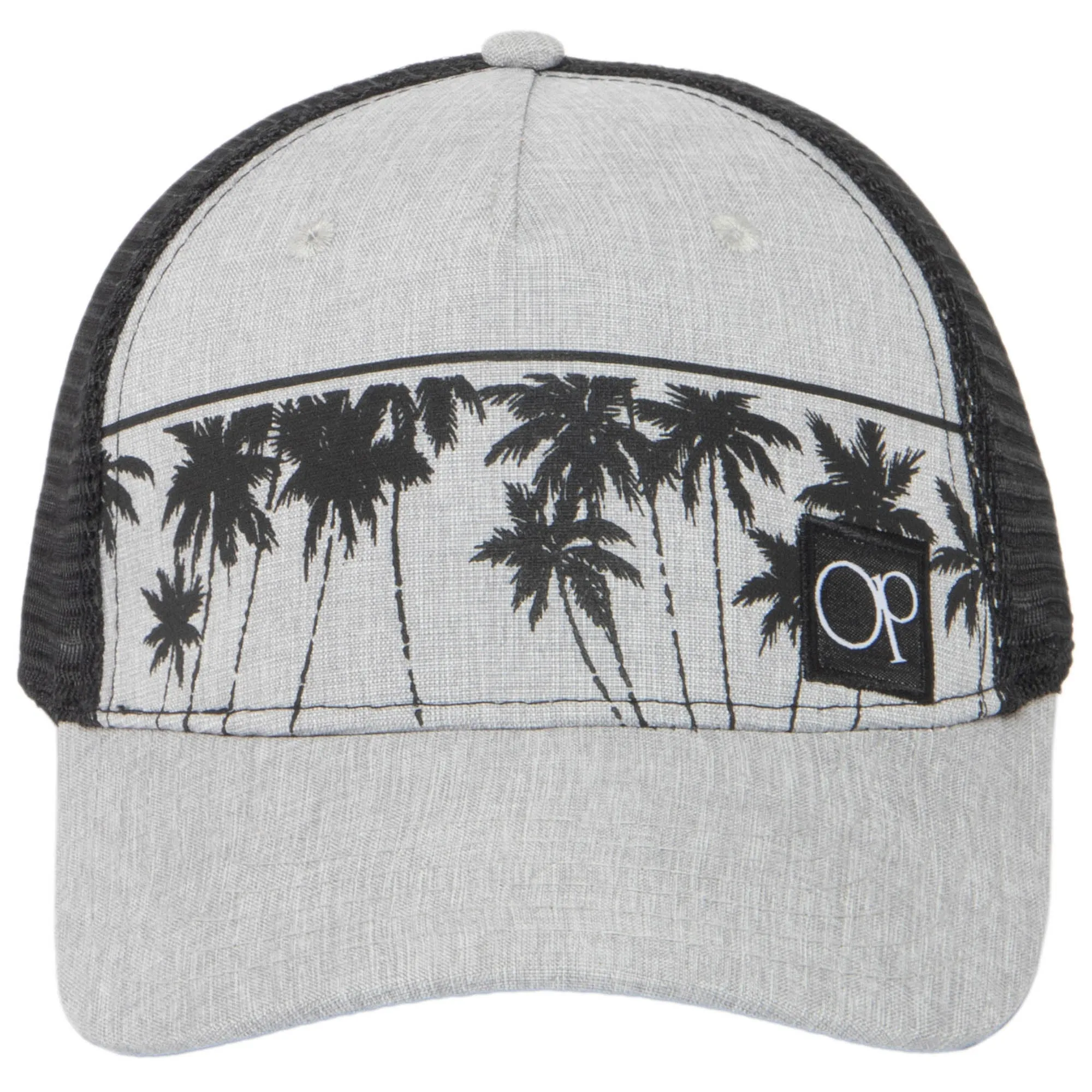 Ocean Pacific - 5 Panel Trucker Hat with Grey Palm Leaf Print sold by San Diego Hat Company product image thumbnail 3