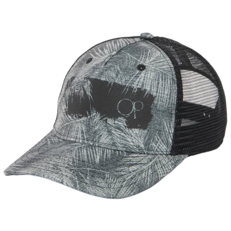 Ocean Pacific - 5 Panel Trucker Hat with Black and Grey Palm Tree Print made by OP