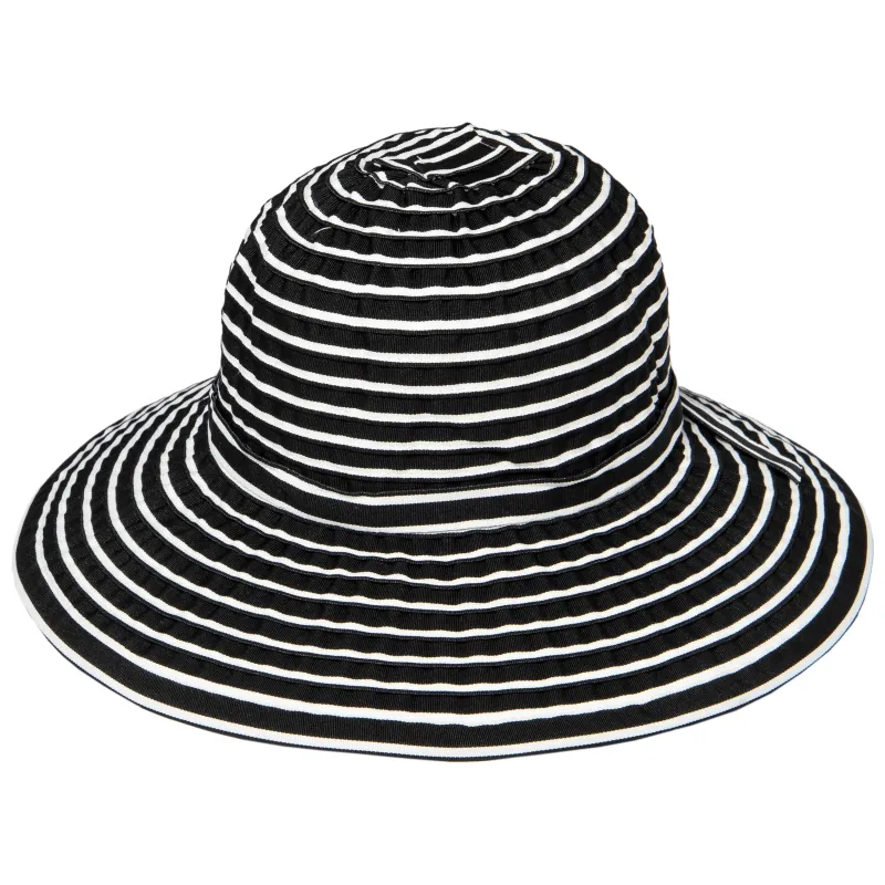 Women's Striped Sun Brim w/ Ribbon (RBM207) made by San Diego Hat Company