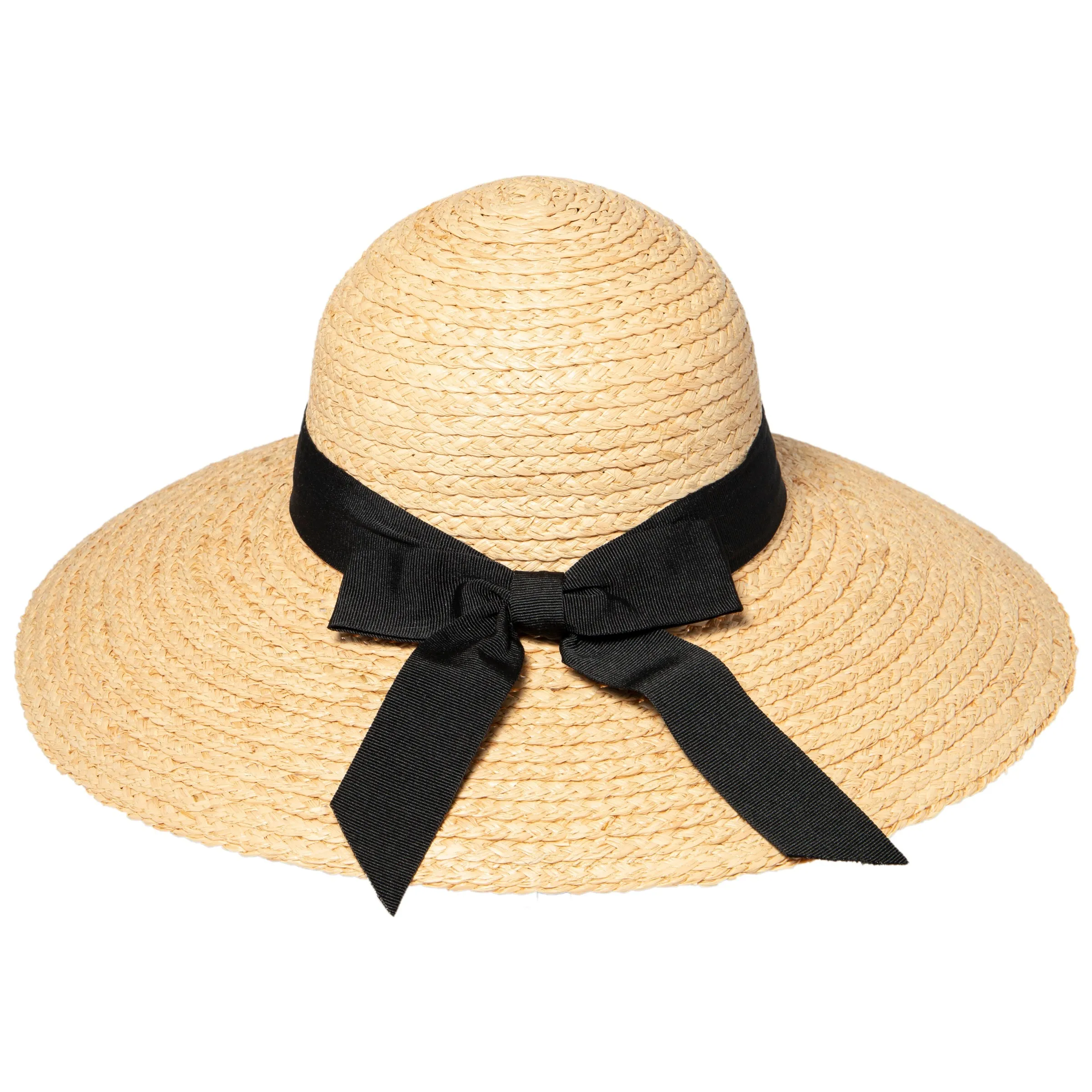 Women's Large Brim Raffia Hat With A Black Ribbon sold by San Diego Hat Company product image thumbnail 5