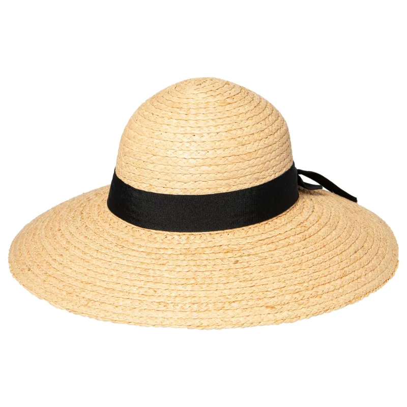 Women's Large Brim Raffia Hat With A Black Ribbon sold by San Diego Hat Company