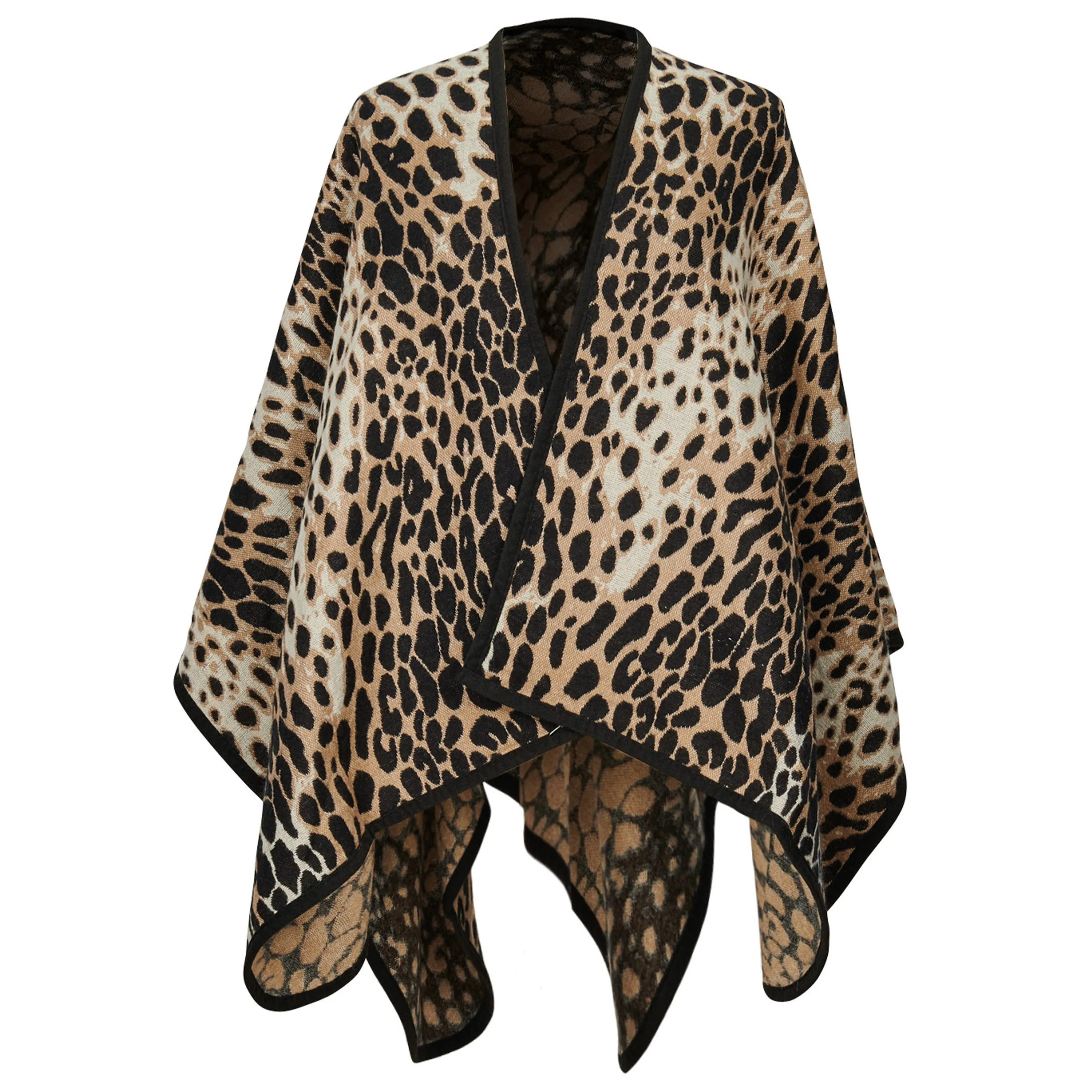 Women's Leopard Print Open Front Poncho sold by San Diego Hat Company