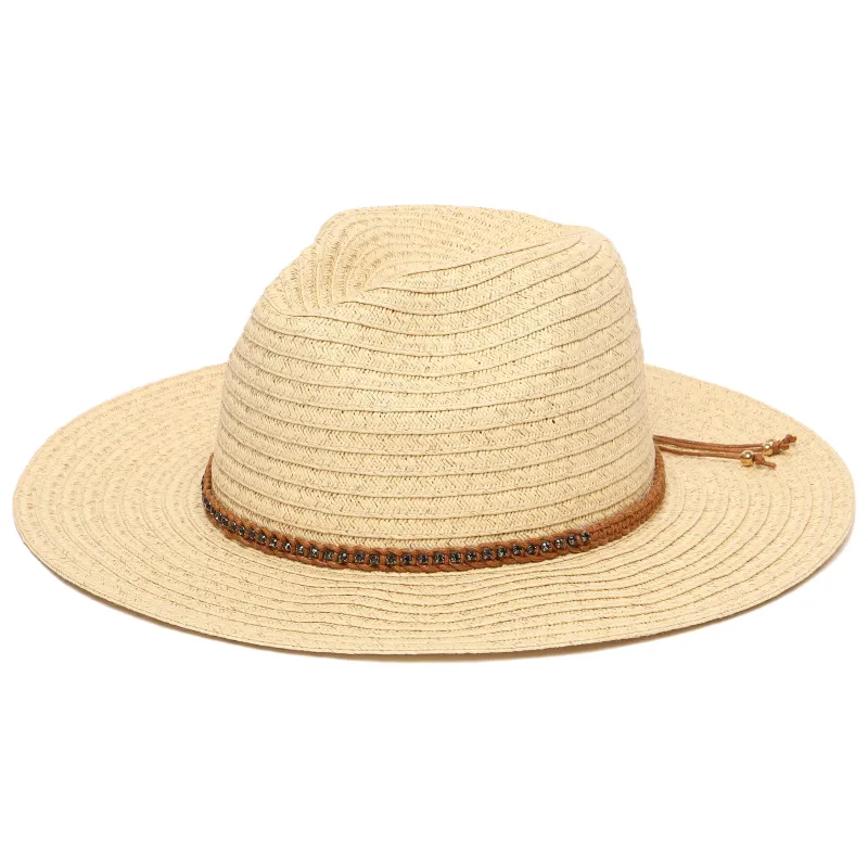 Women's Paperbraid Panama Fedora With Braided Diamond Band made by San Diego Hat Company