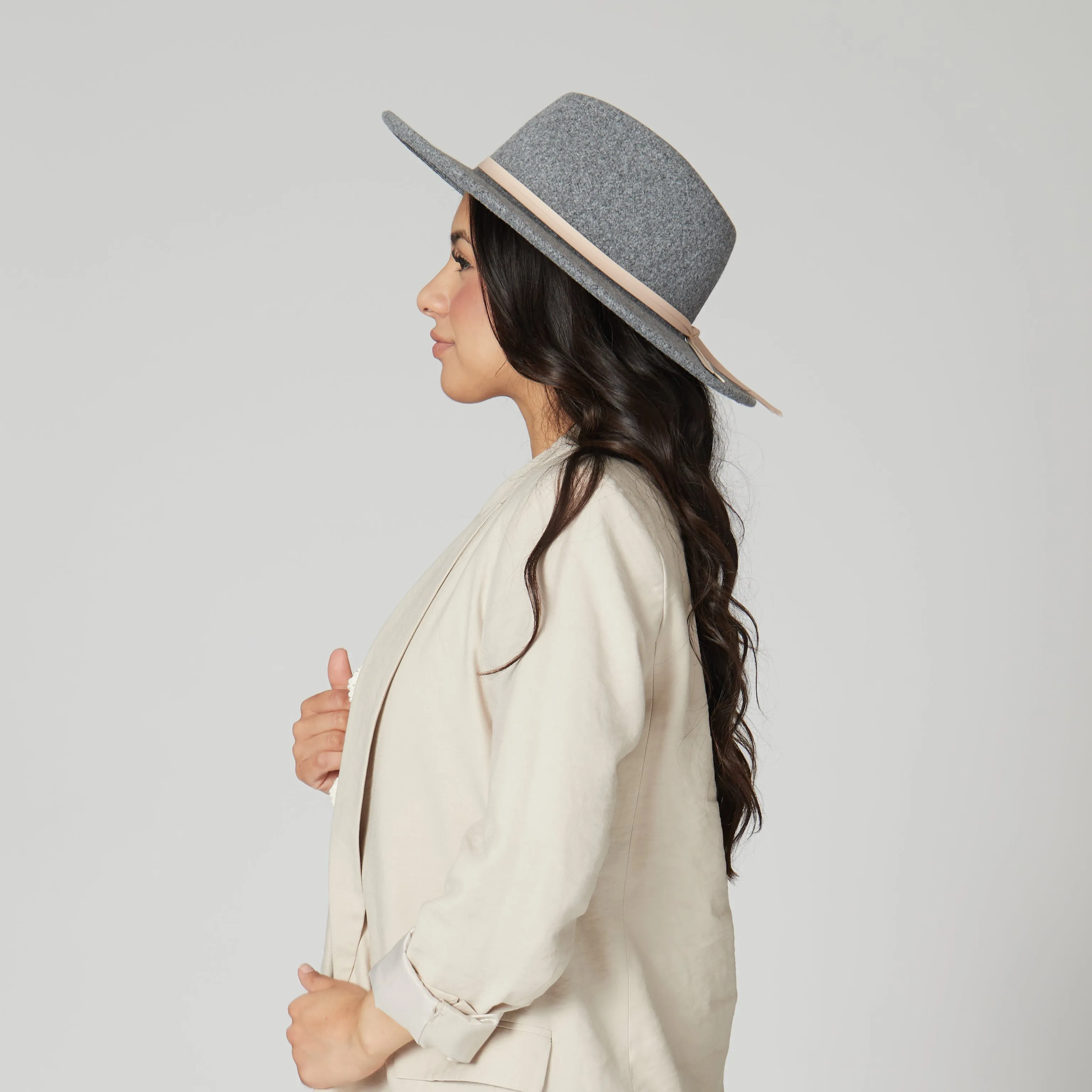 Women's Faux Felt Fedora with Leather Band sold by San Diego Hat Company product image thumbnail 3