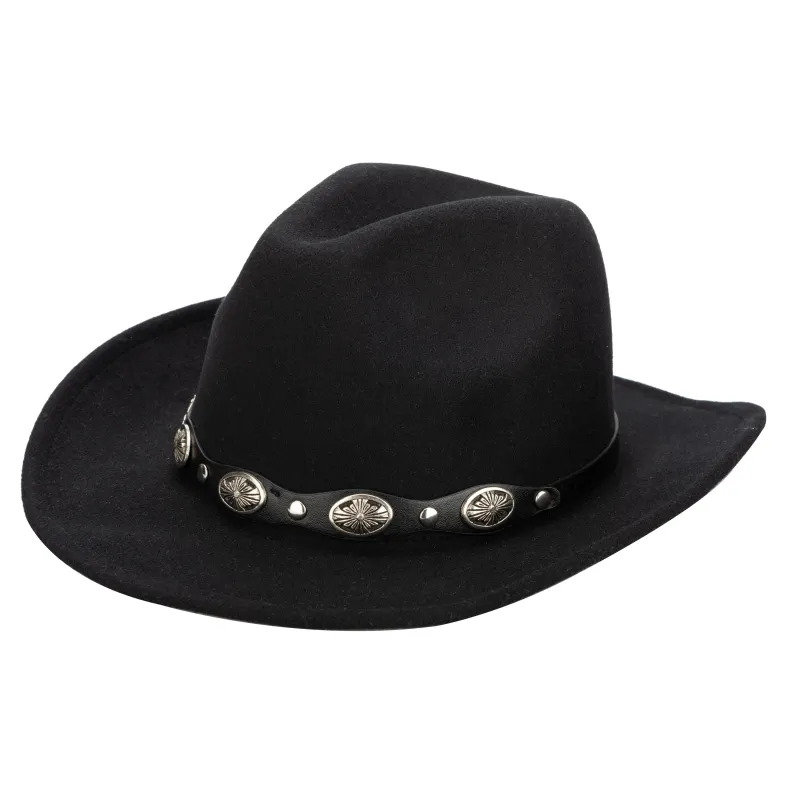 Women'S Faux Felt Cowboy W/ Western Conche Trim made by San Diego Hat Company