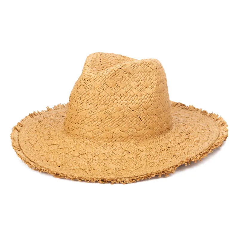 Women's Woven Pattern Fedora With Fray Edge sold by San Diego Hat Company
