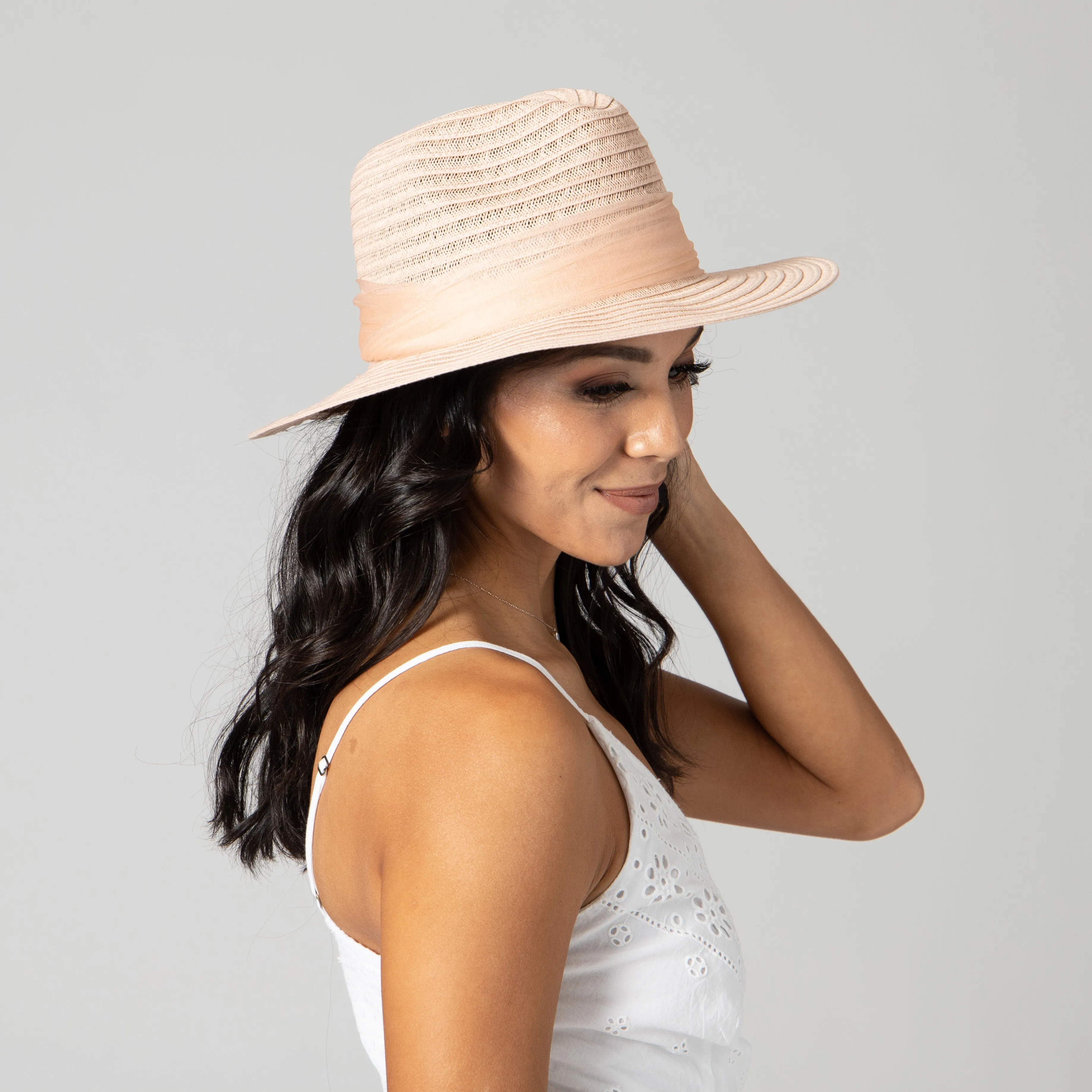 Women's Organza Band Fedora sold by San Diego Hat Company product image thumbnail 2