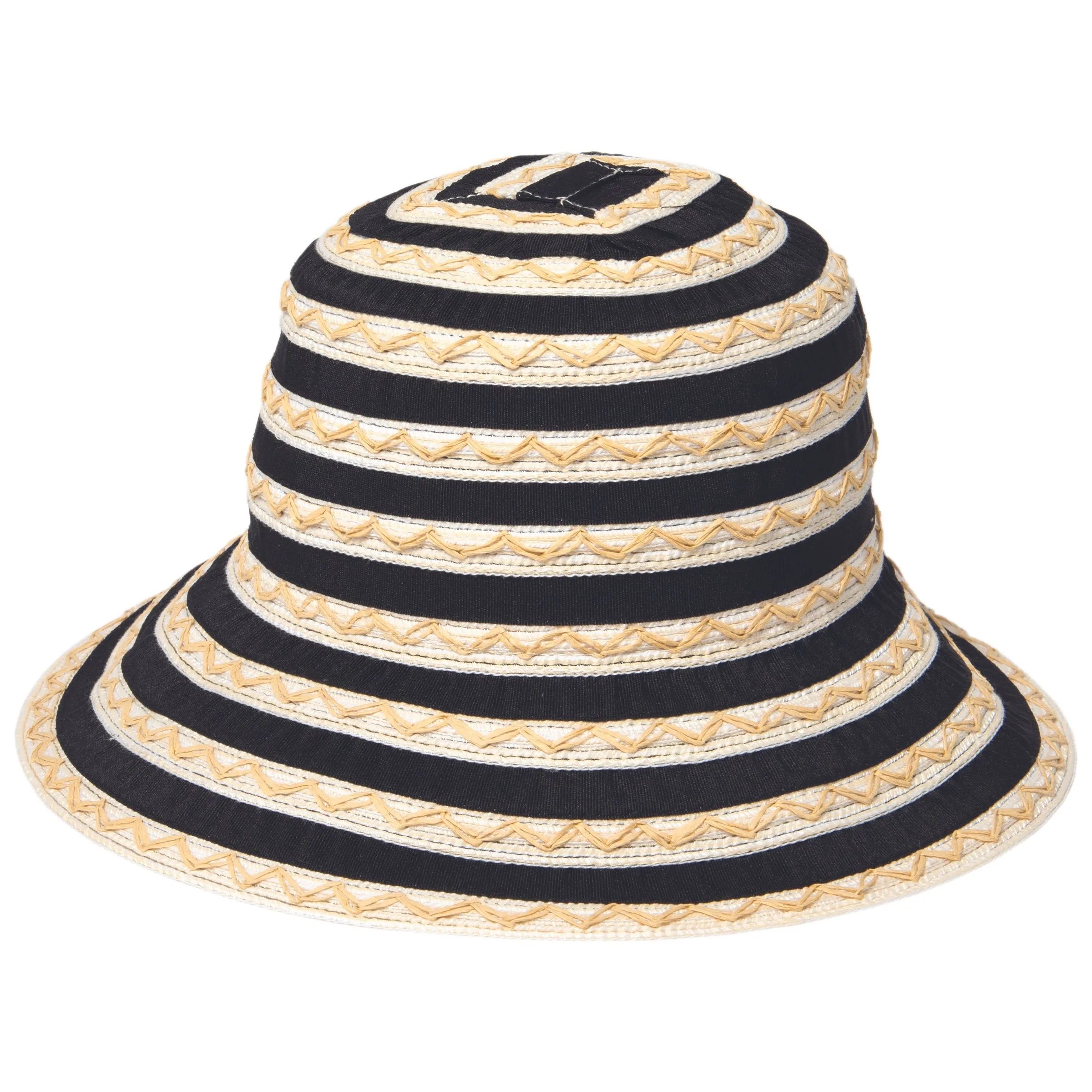 Women's Ribbon Sun Hat With Mixed Zig Zag Straw sold by San Diego Hat Company