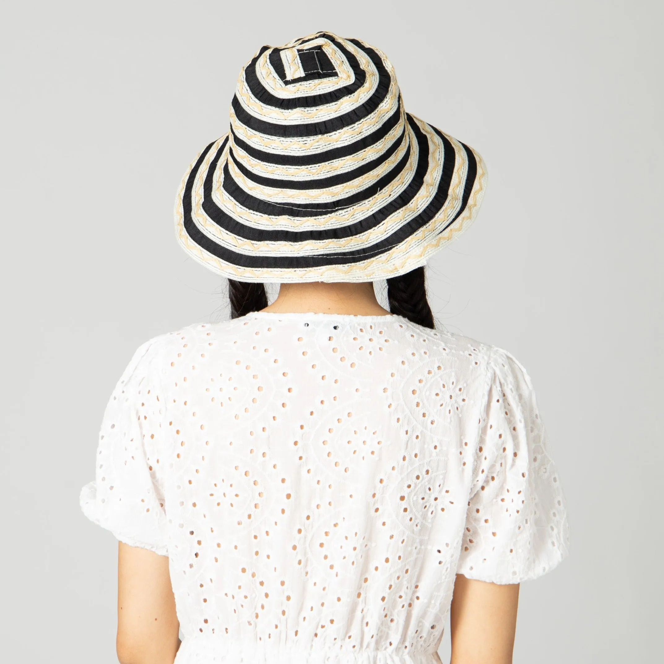 Women's Ribbon Sun Hat With Mixed Zig Zag Straw sold by San Diego Hat Company product image thumbnail 3