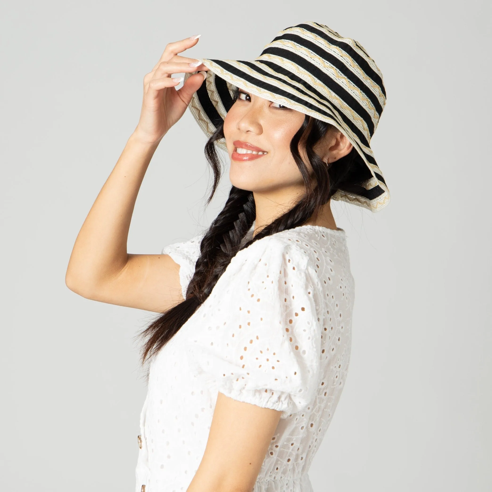 Women's Ribbon Sun Hat With Mixed Zig Zag Straw sold by San Diego Hat Company product image thumbnail 2