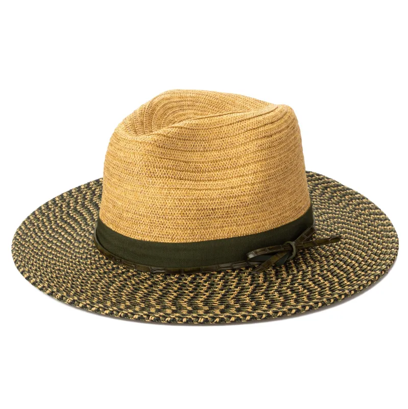 Women's Colorblock Fedora With Band & Faux Leather Bow Band made by San Diego Hat Company