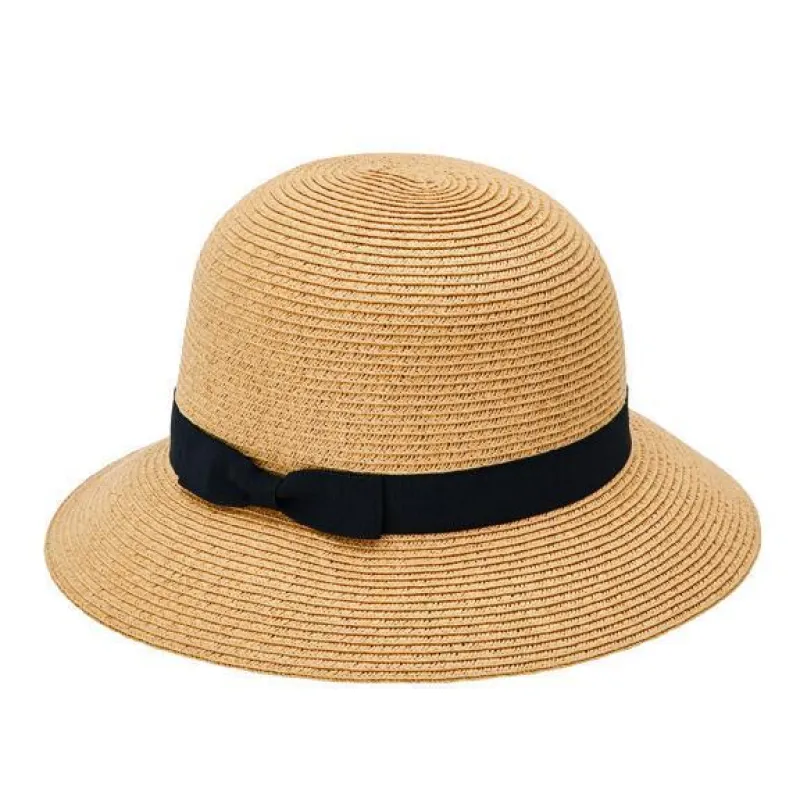 Women's ultrabraid cloche with grosgrain bow trim made by San Diego Hat Company