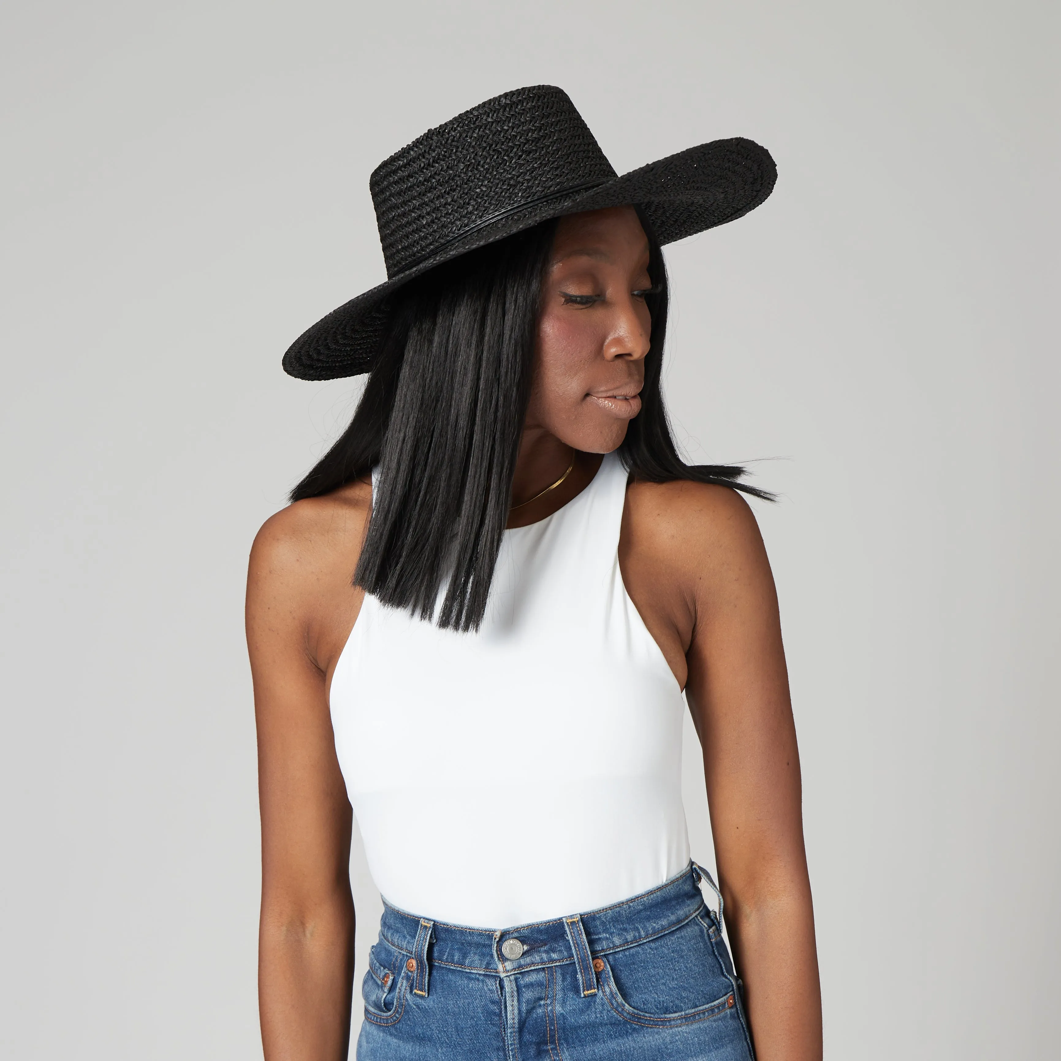 Women's Woven Paper Boater w/ Braided Band sold by San Diego Hat Company product image thumbnail 2