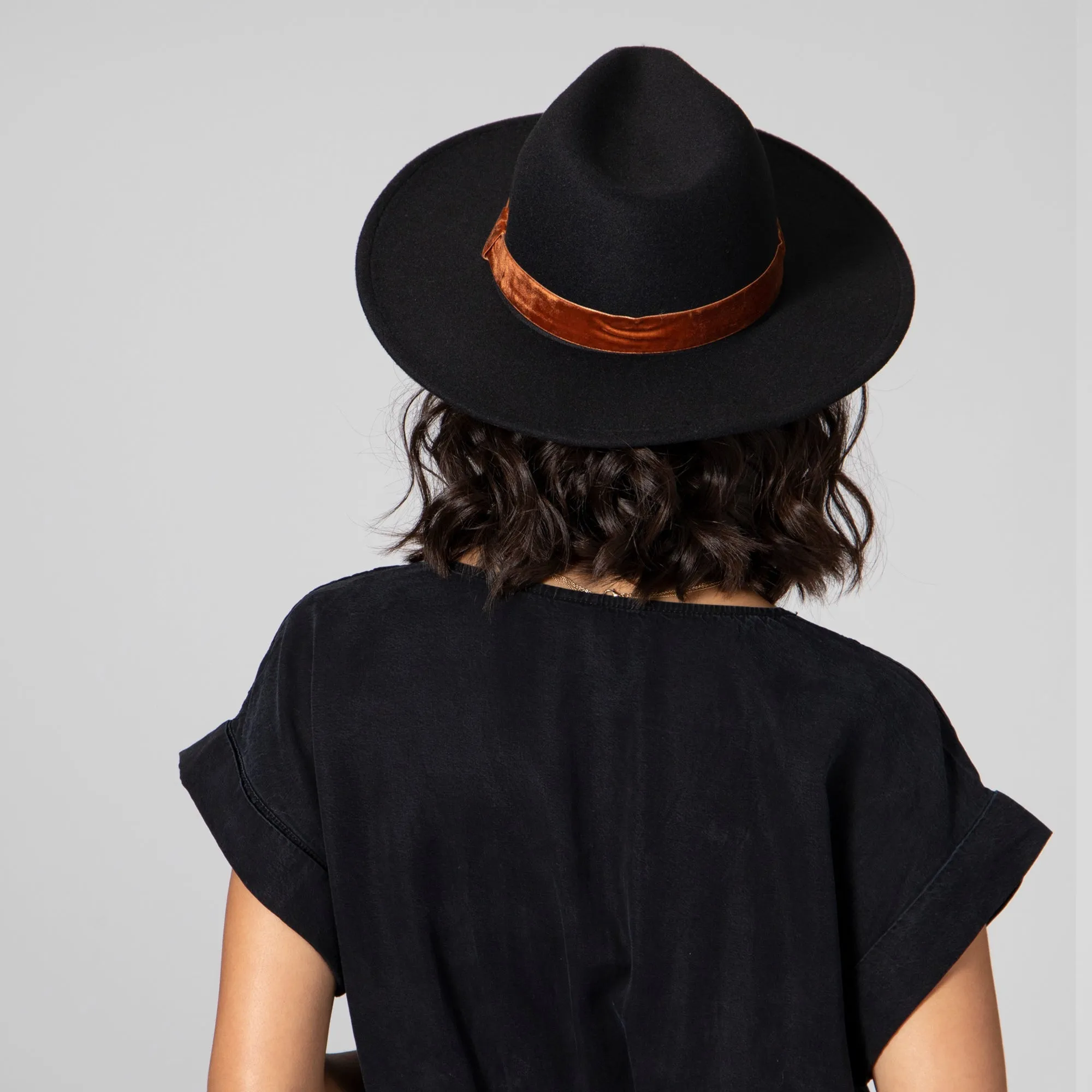 Women's Faux Felt Fedora W/ Velvet Band sold by San Diego Hat Company product image thumbnail 4