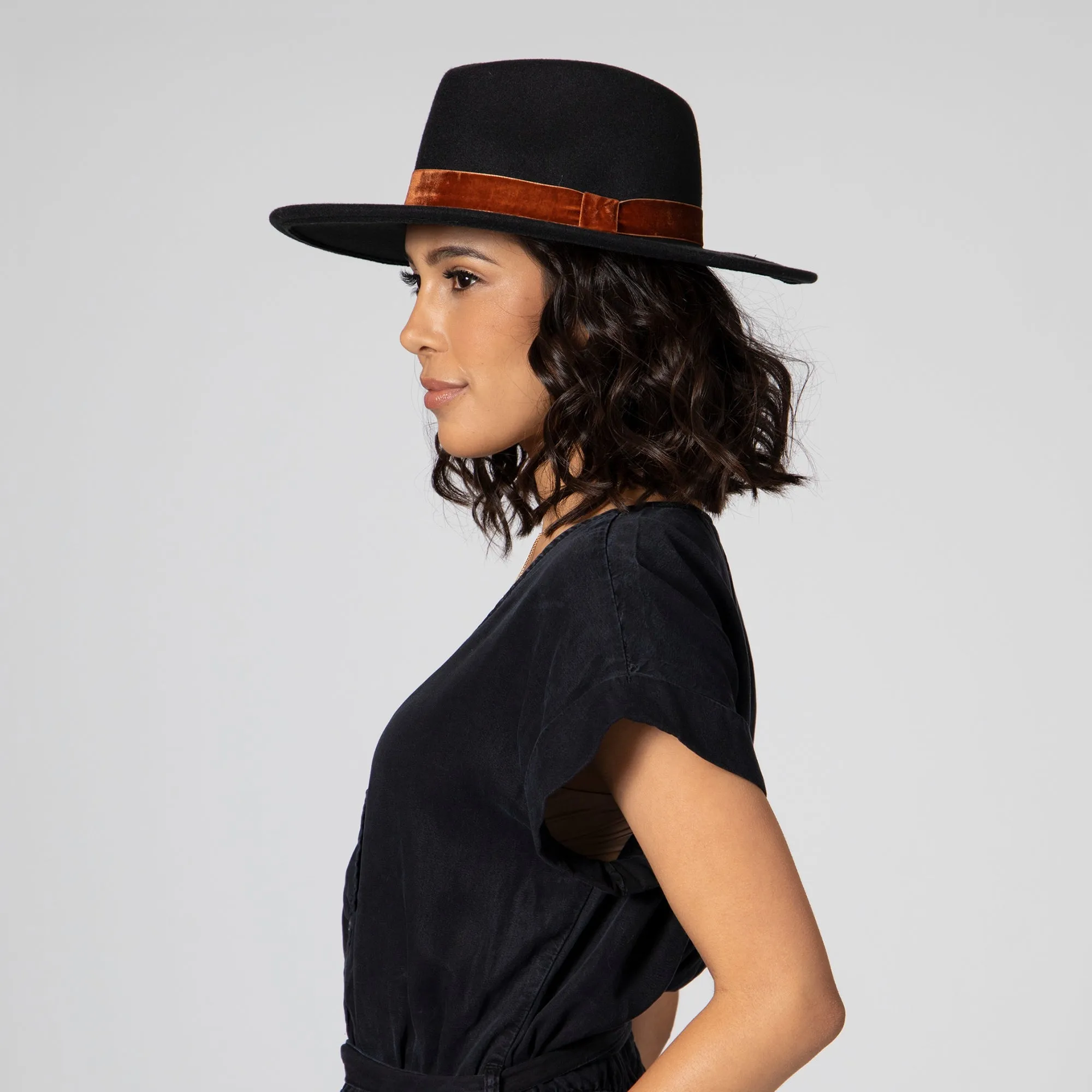 Women's Faux Felt Fedora W/ Velvet Band sold by San Diego Hat Company product image thumbnail 2