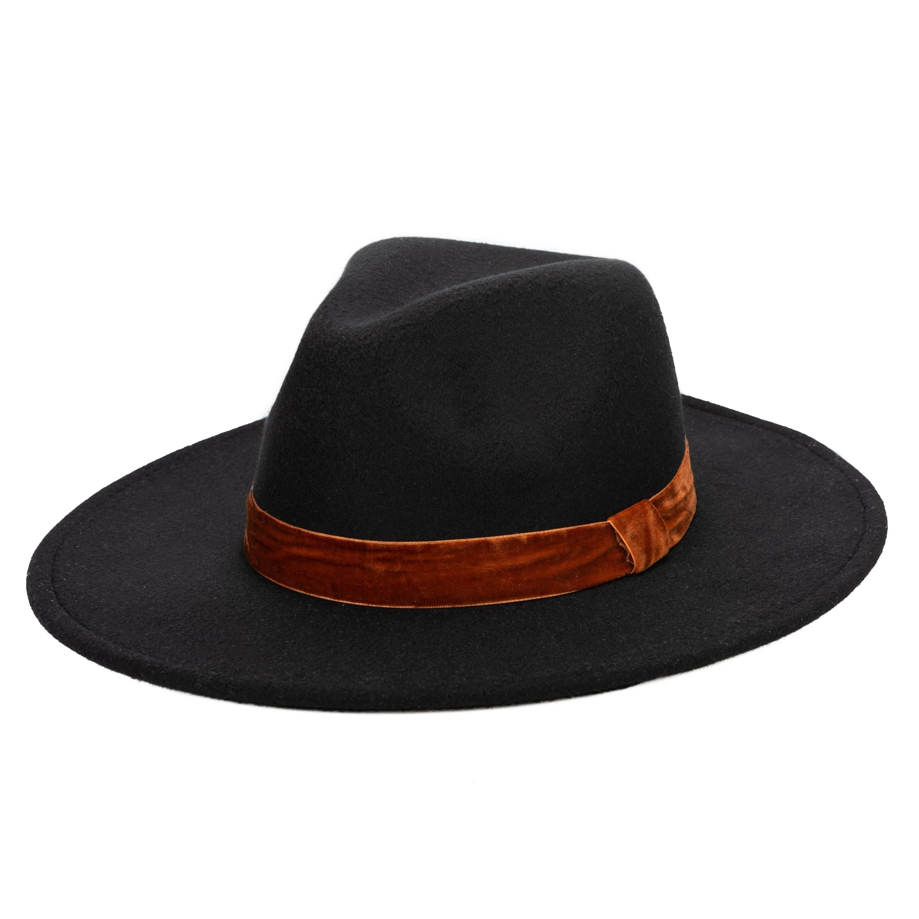 Women's Faux Felt Fedora W/ Velvet Band sold by San Diego Hat Company