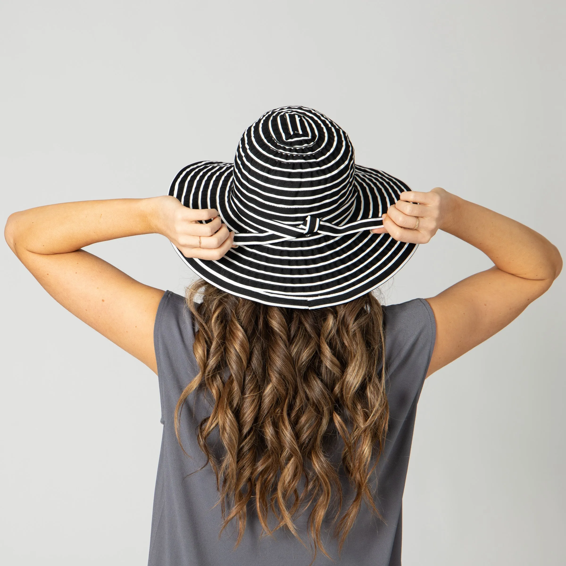 Women's Ribbon Braided Large Brim Hat with a Bow sold by San Diego Hat Company product image thumbnail 4
