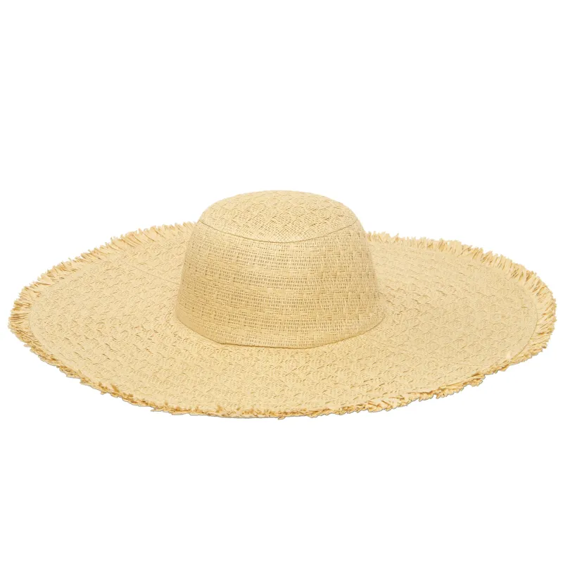 Women's Cut & Sew Textured Weave Floppy With Frayed Edge sold by San Diego Hat Company