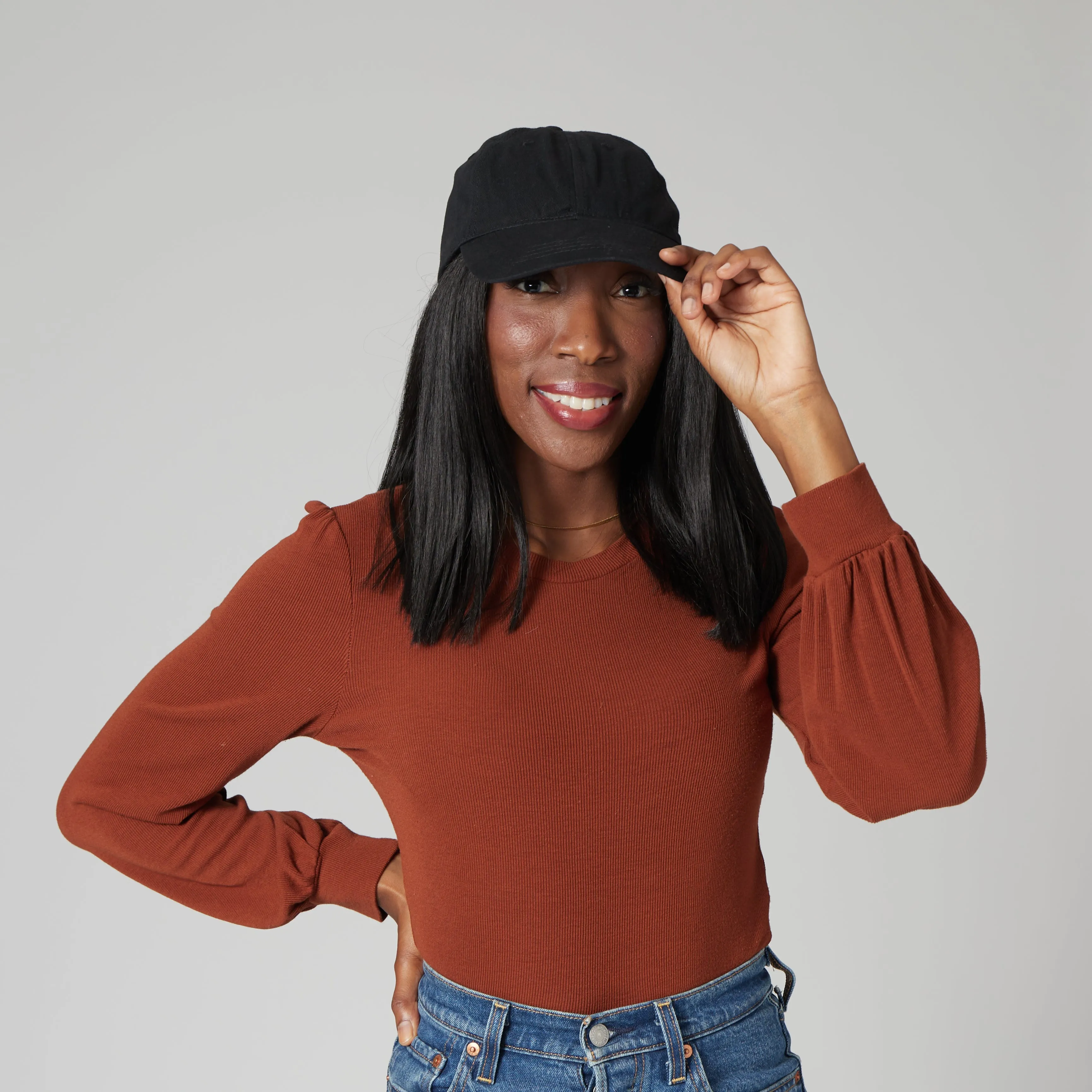 Women's Washed Ball Cap With Adjustable Leather Back sold by San Diego Hat Company product image thumbnail 2