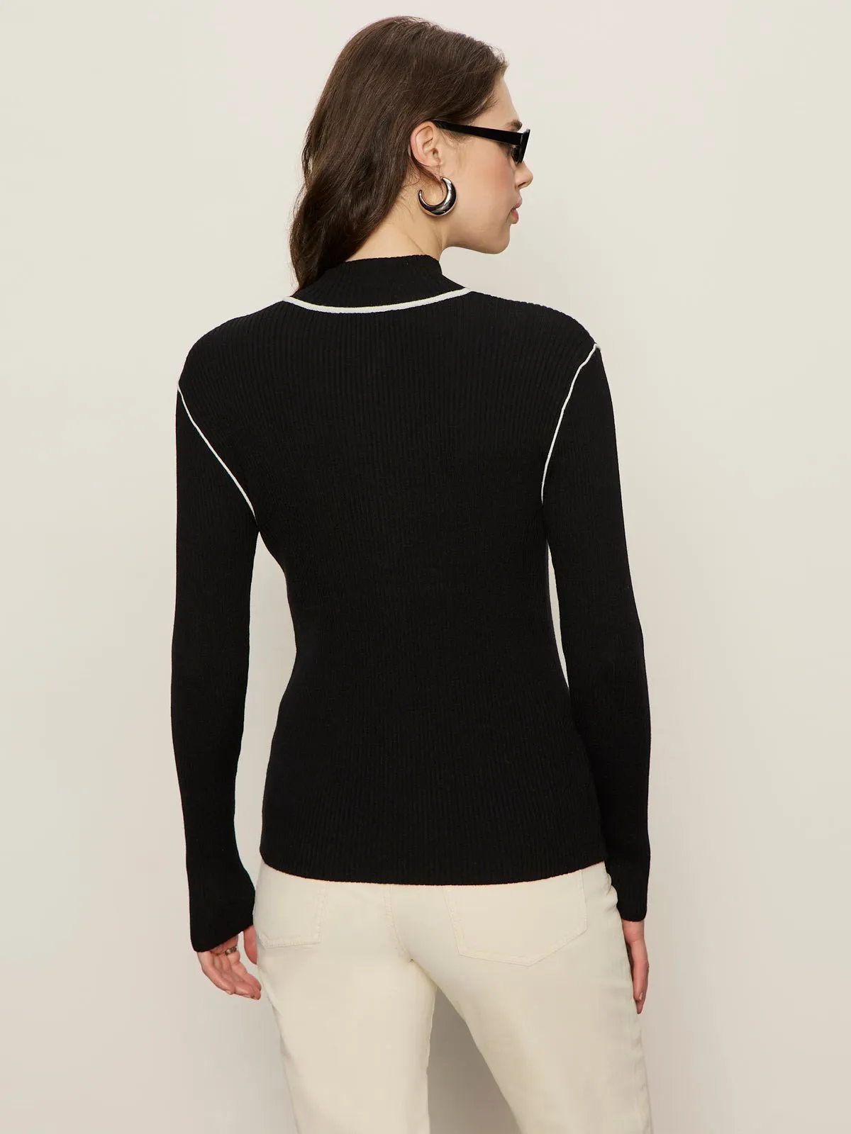Sporty Rib Zip Up Black With Chalk Tipping sold by Sanctuary product image thumbnail 4